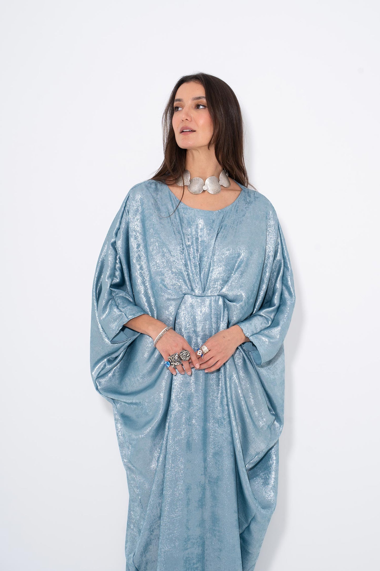 Sky Shine Metallic Kaftan - Blue