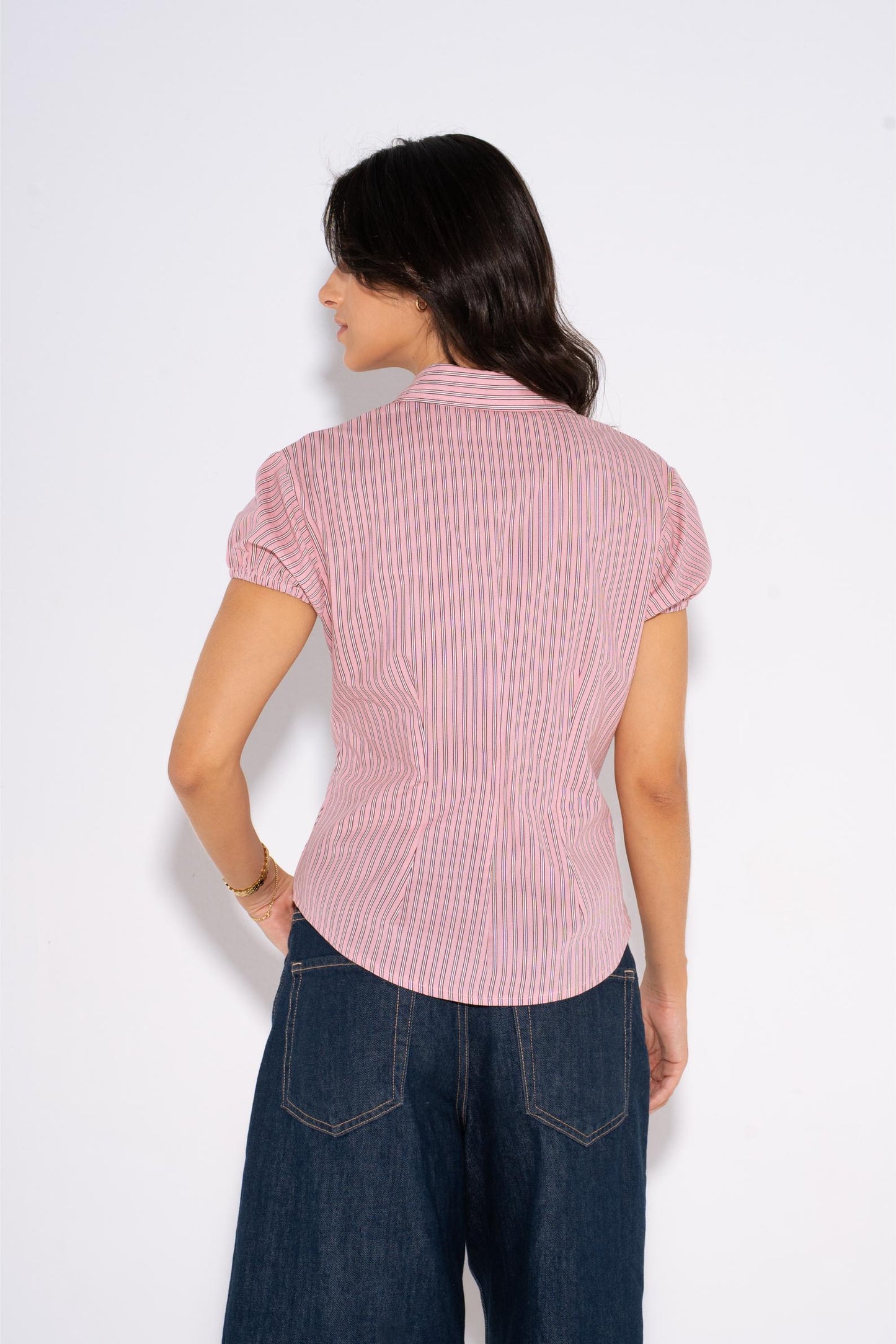 Dusty Rose Striped Shirt - Pink