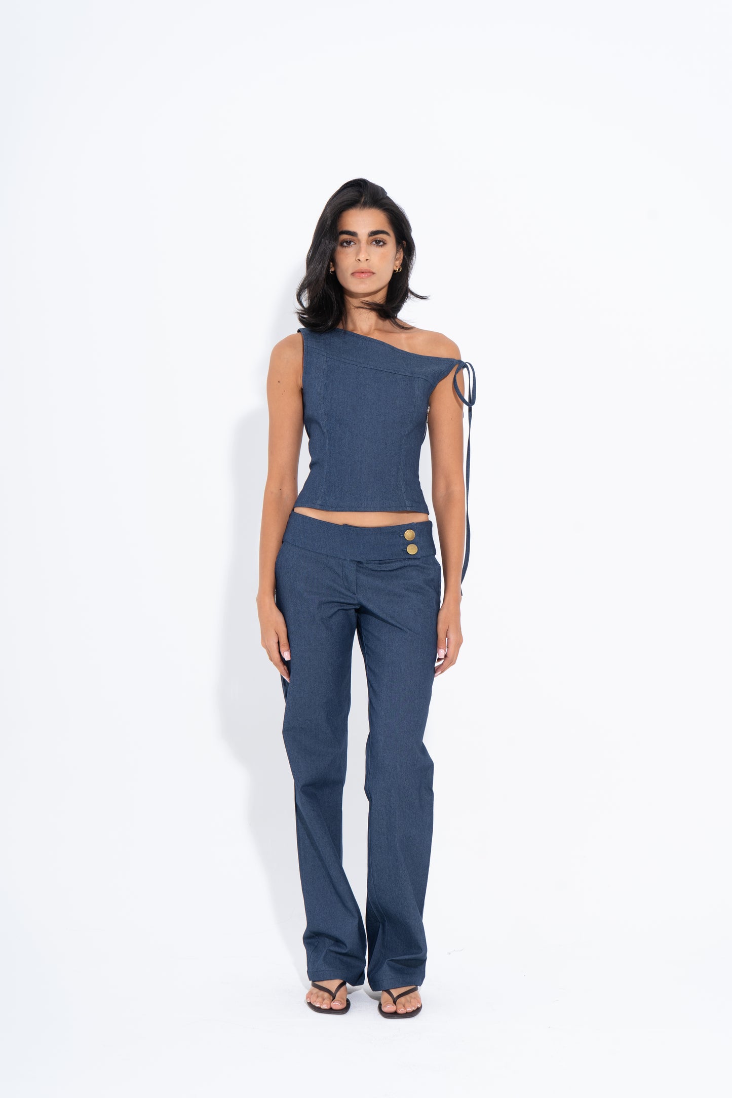 One-Shoulder Statement Corset - Blue