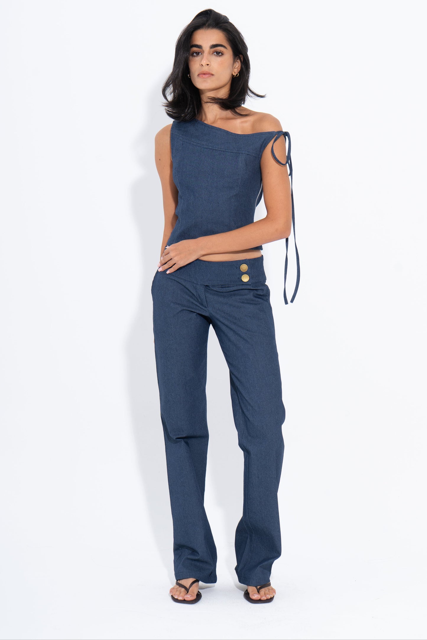 One-Shoulder Statement Corset - Blue