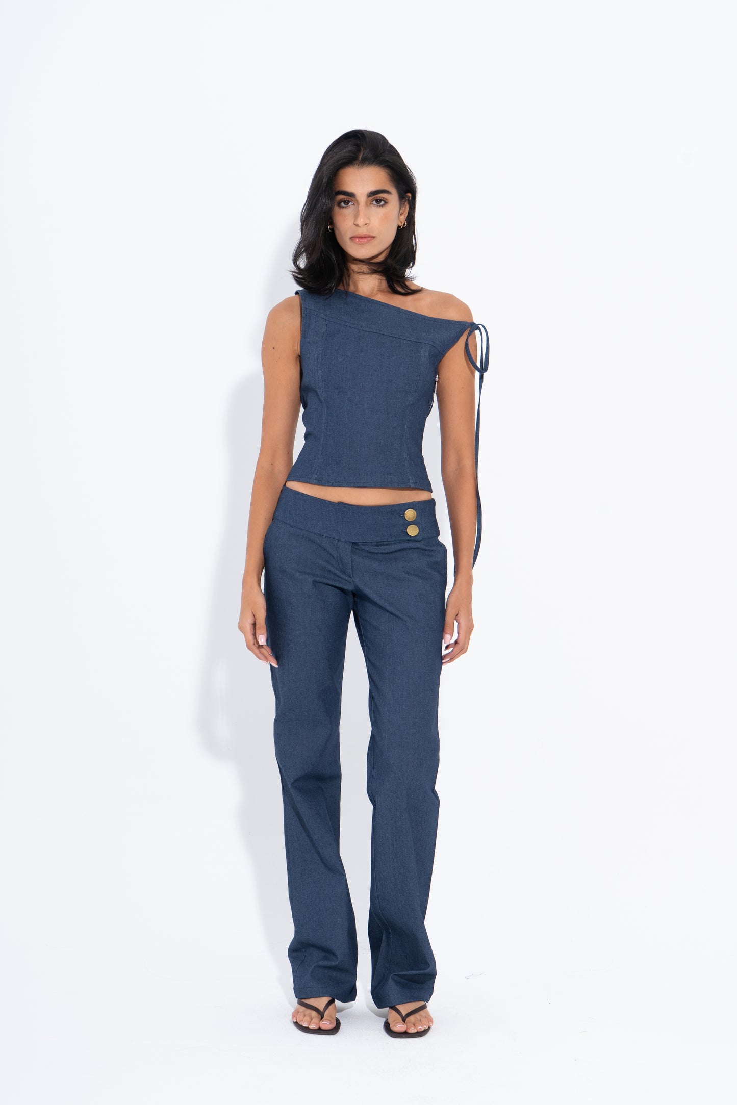 One-Shoulder Statement Corset - Blue
