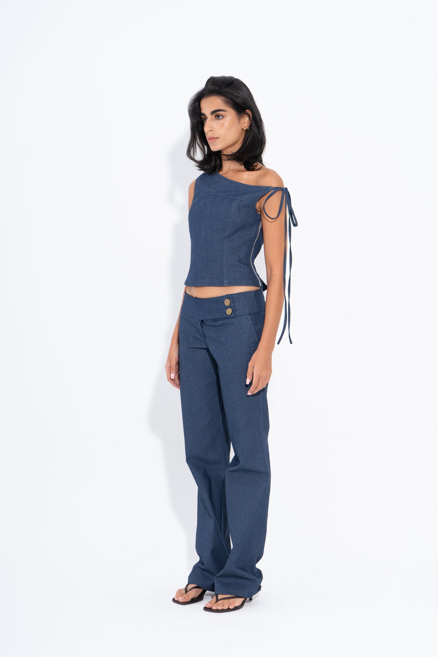 One-Shoulder Statement Corset - Blue
