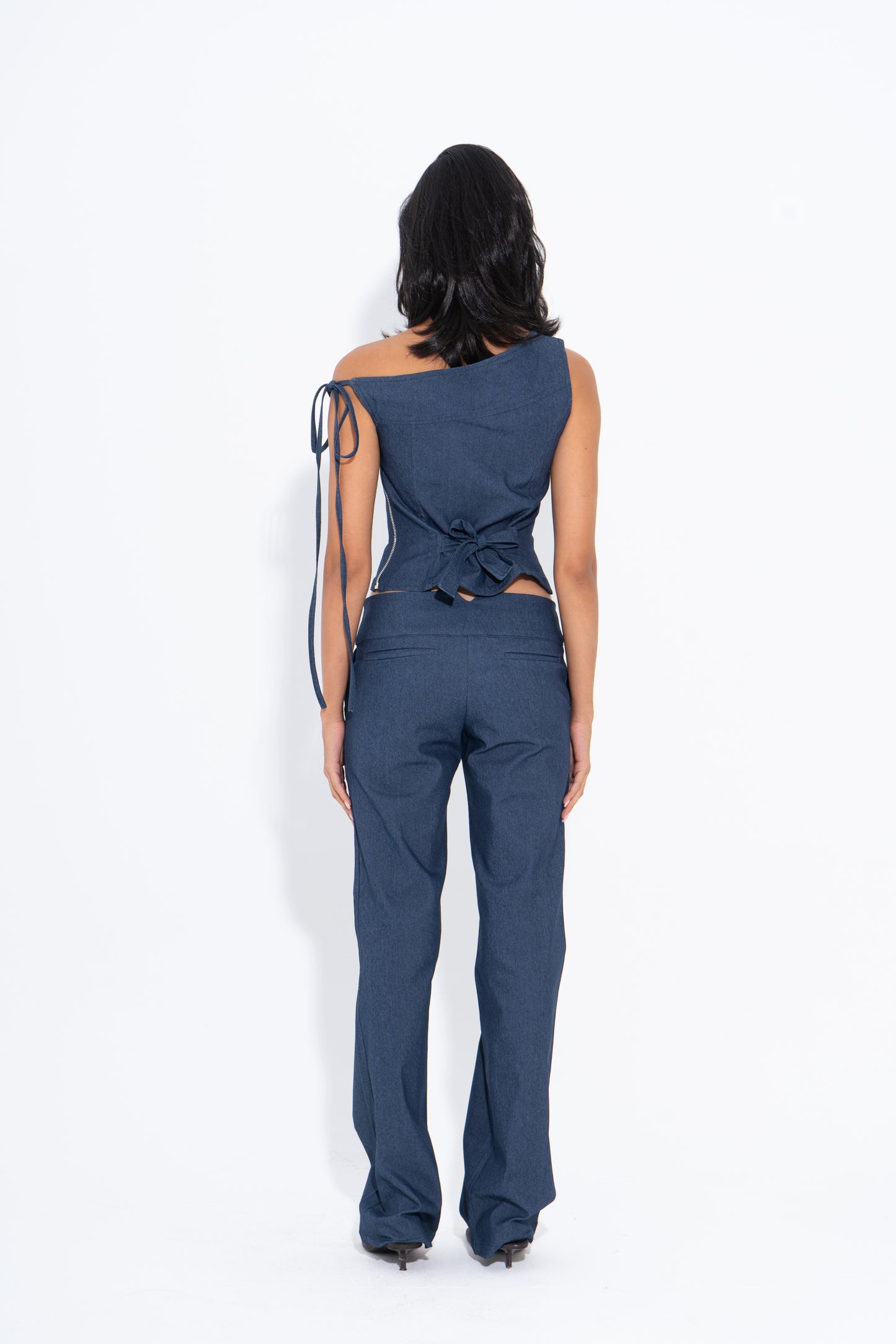 One-Shoulder Statement Corset - Blue