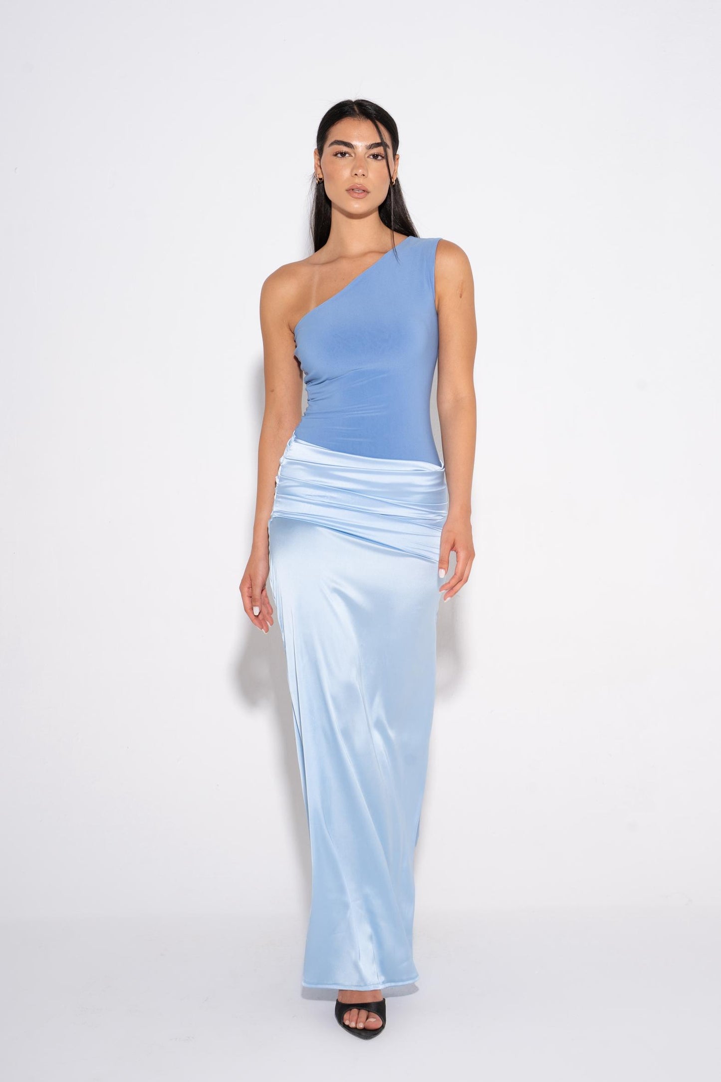 One Shoulder Maxi Dress - Blue