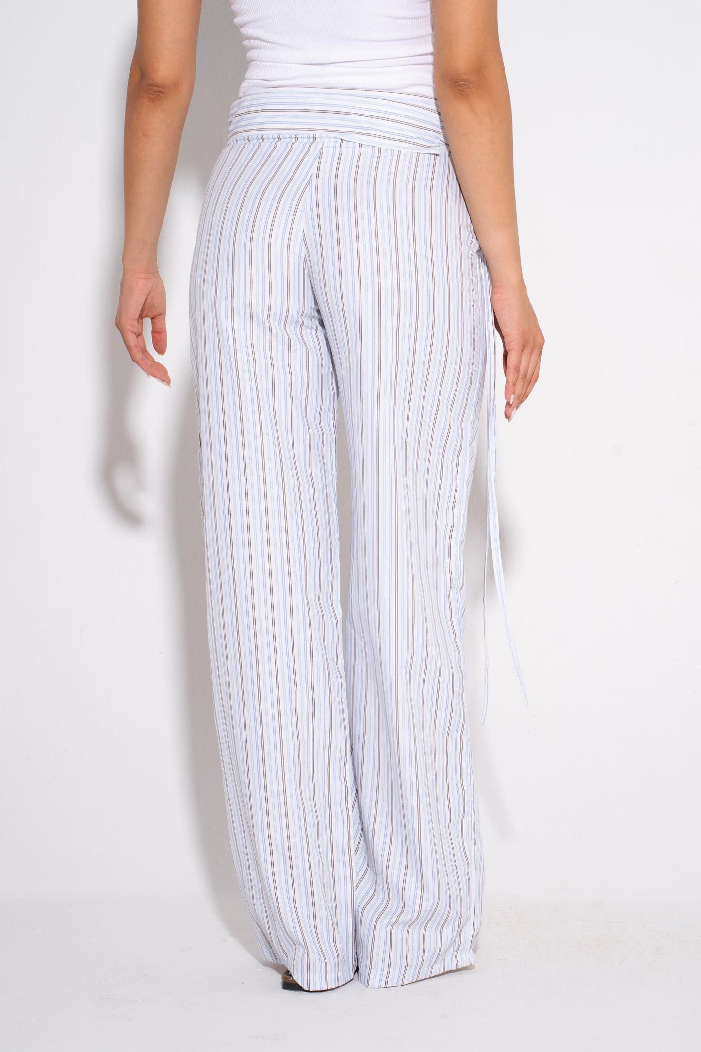 Summer Striped Pants - White