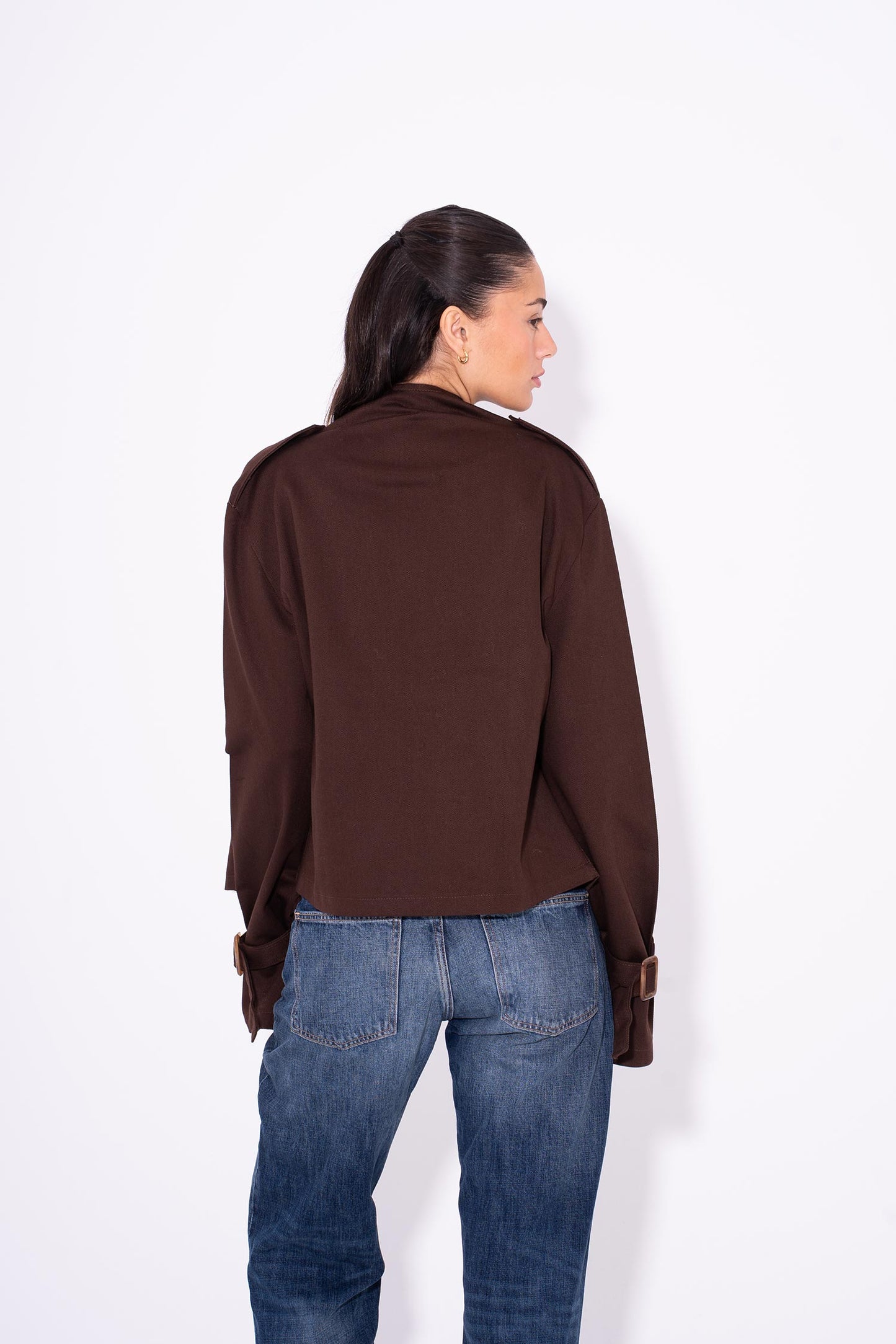 Cool Girl Gabardine Jacket - Brown