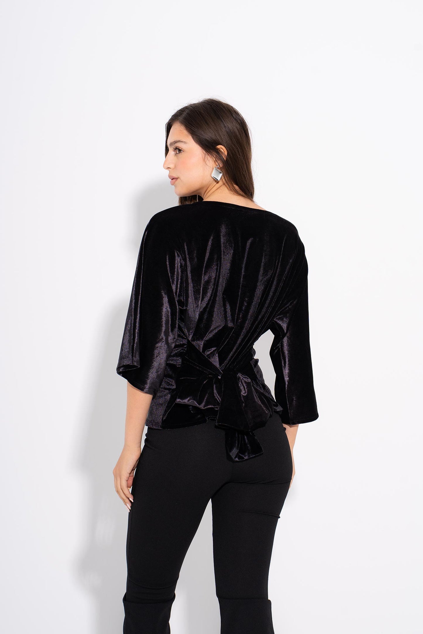 One Shoulder Velvet Top - Black