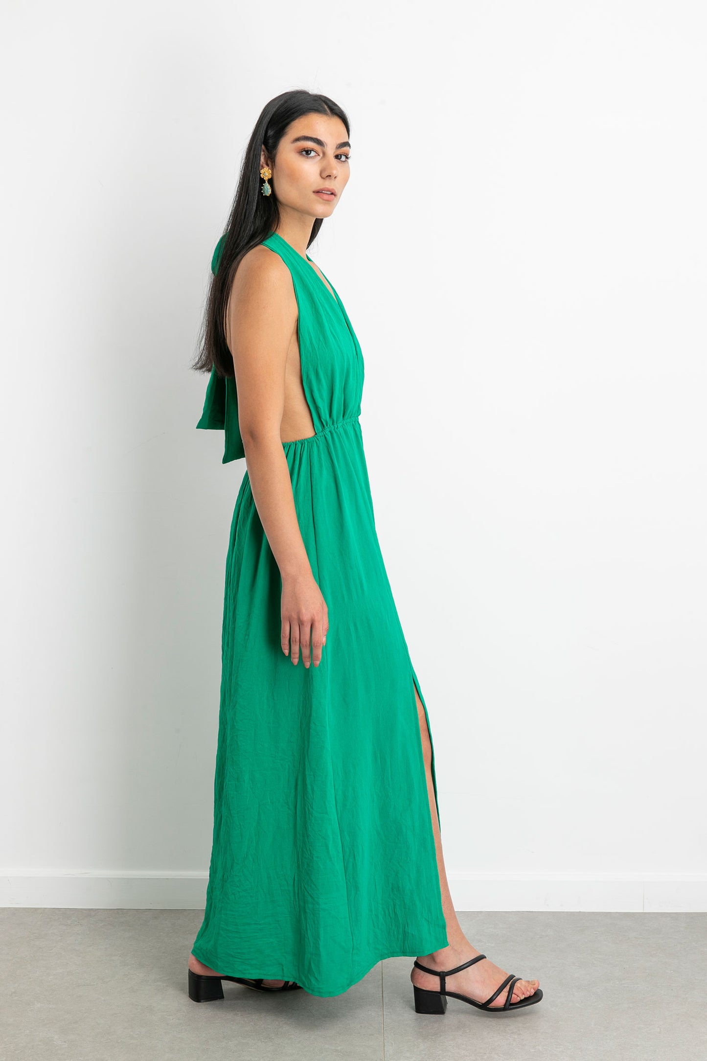 Halter Beach Dress - Green