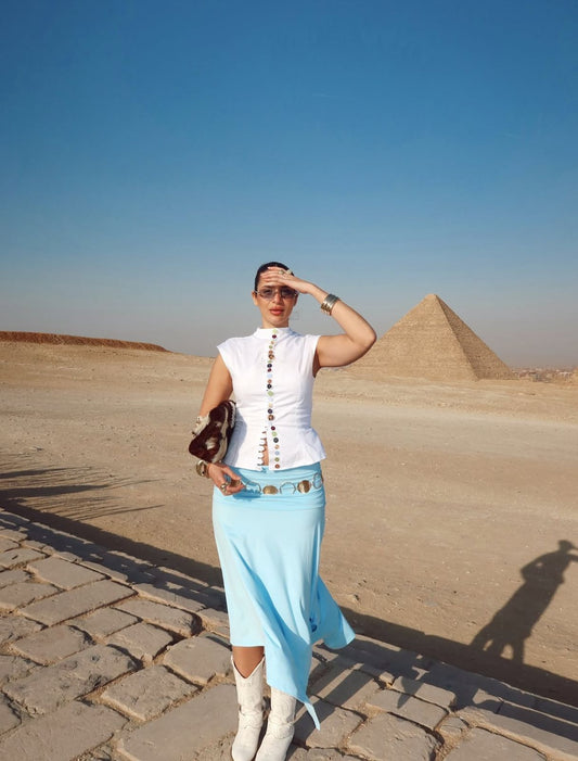 Nina Draped Skirt - Sky Blue