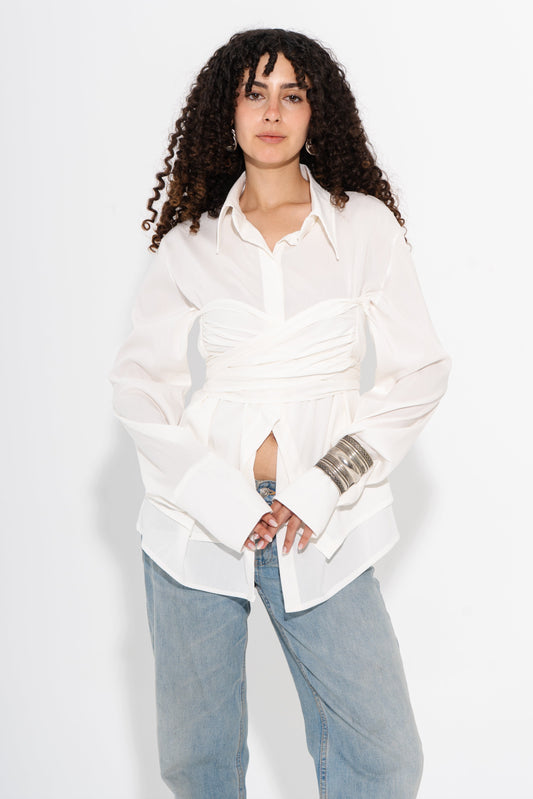 Long Sleeve Poplin Shirt - White