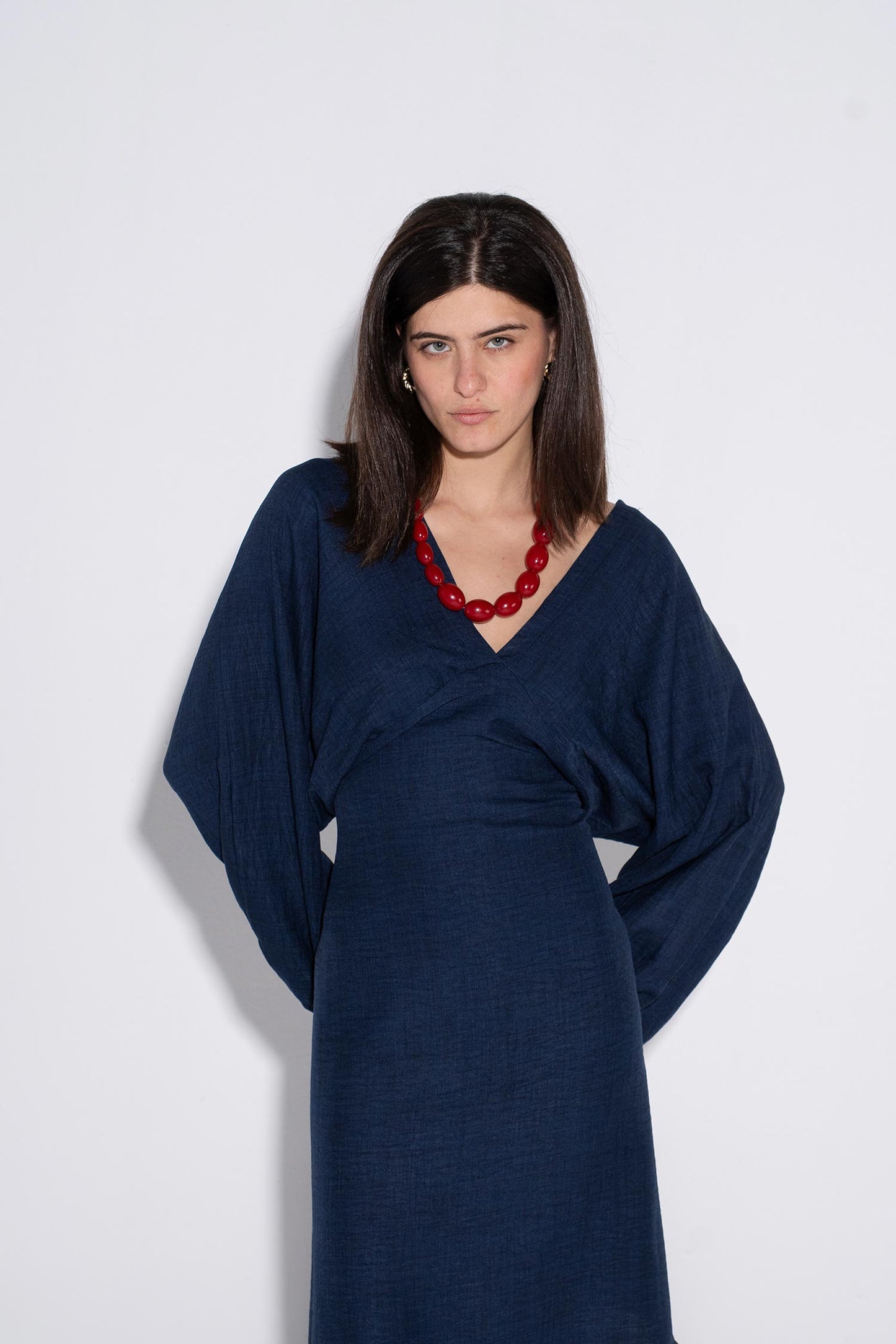 Timeless Wrap Midi Dress - Navy