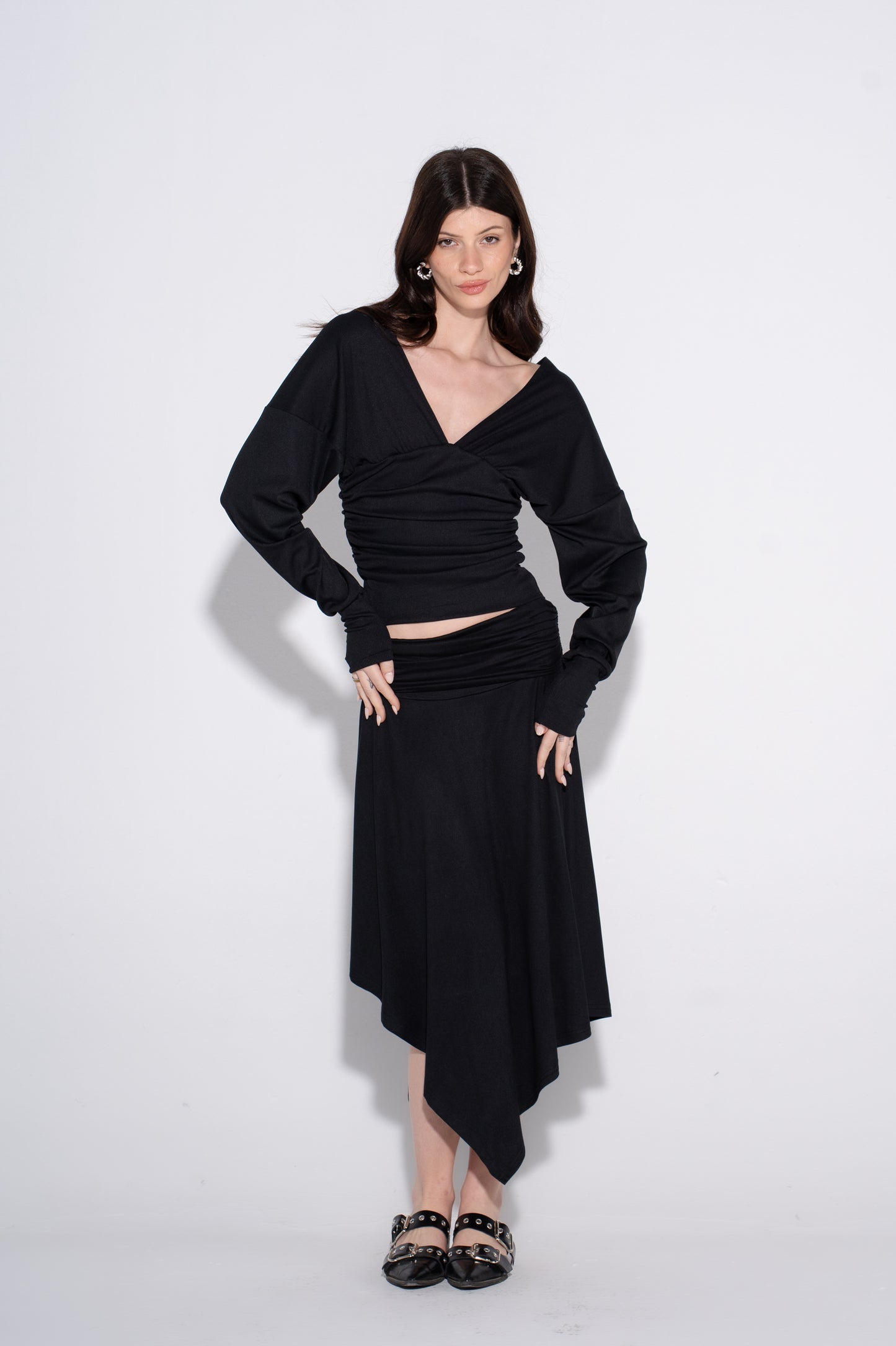 Nina Draped Skirt - Black