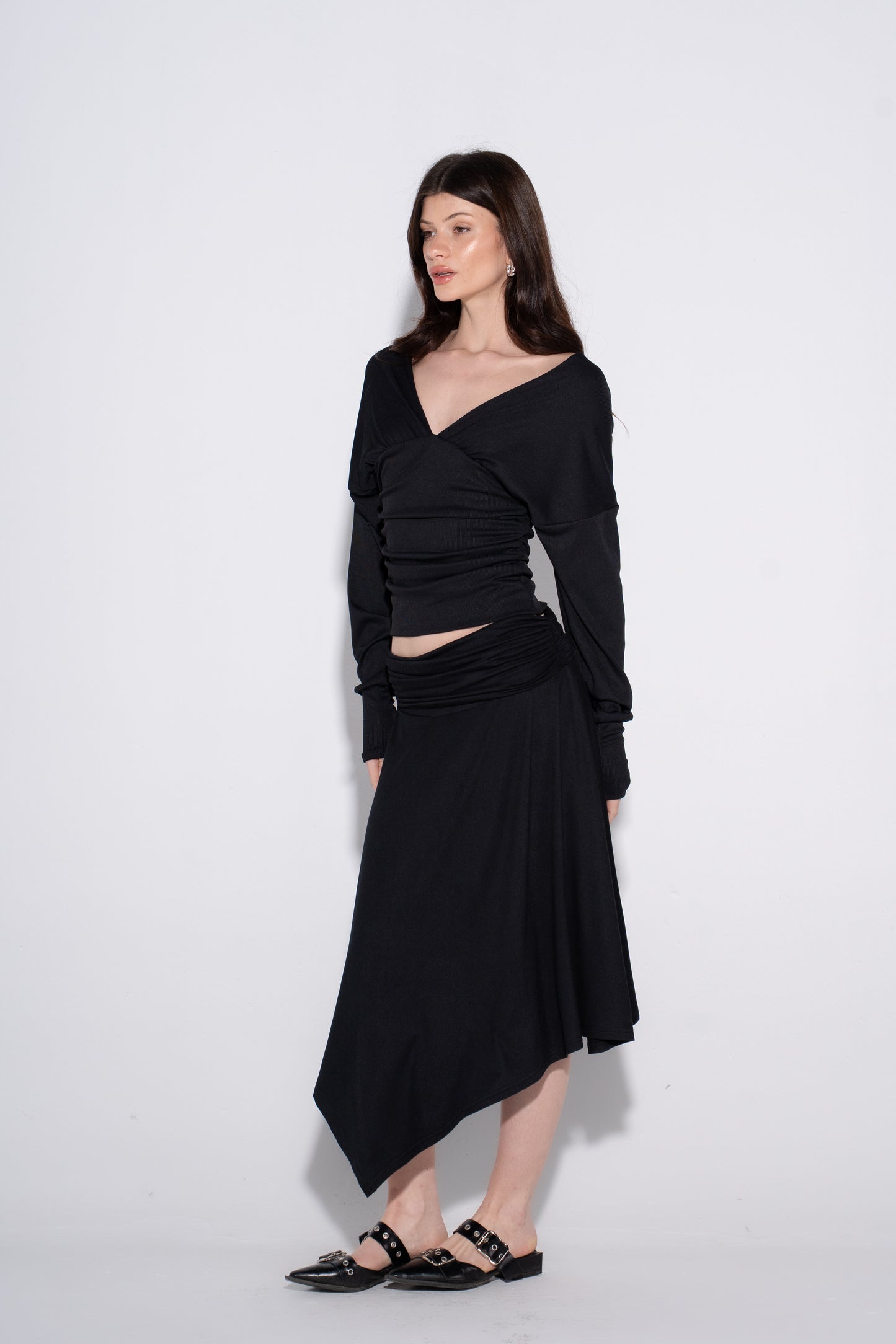 Nina Draped Skirt - Black