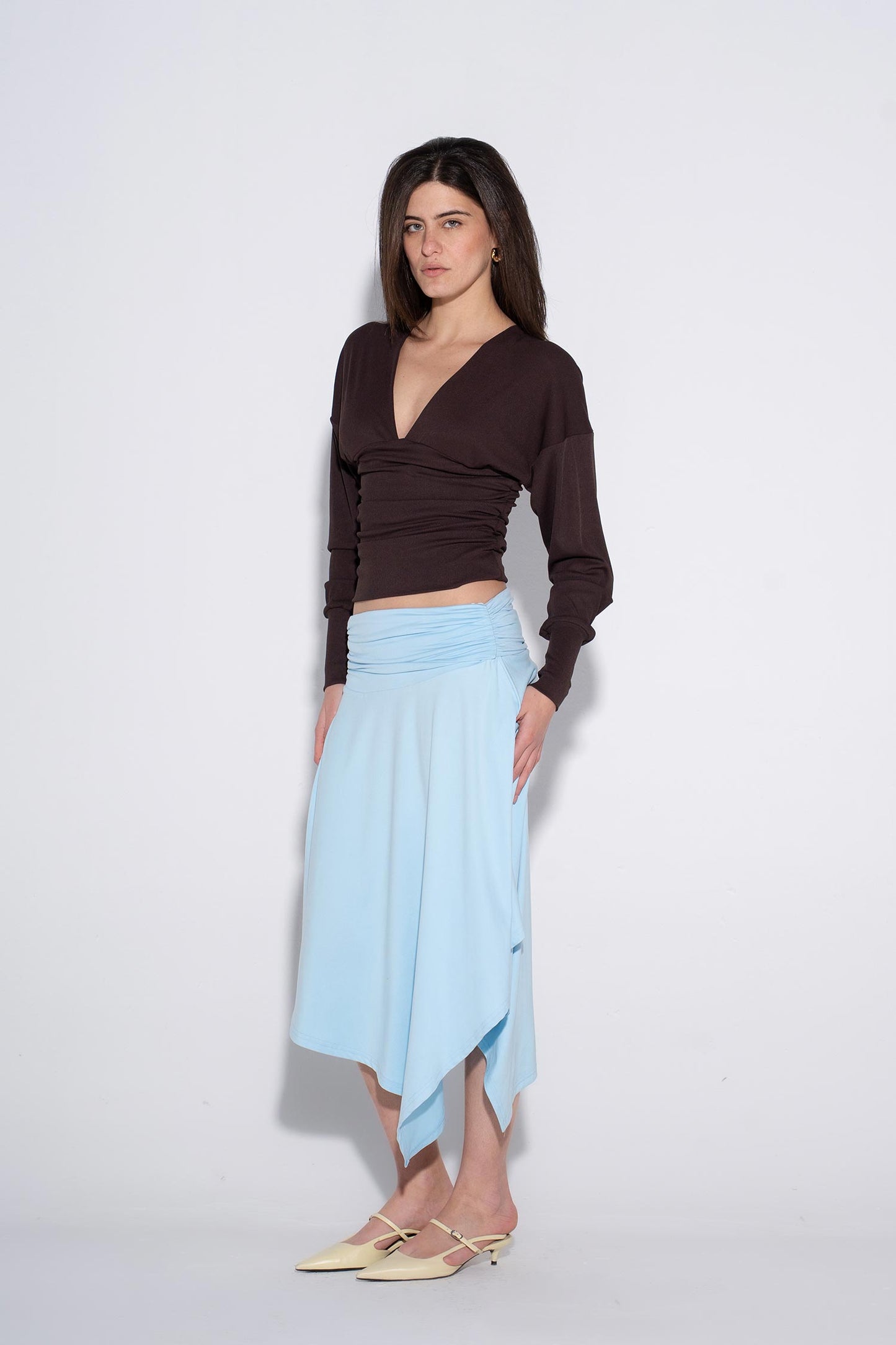 Nina Draped Skirt - Sky Blue