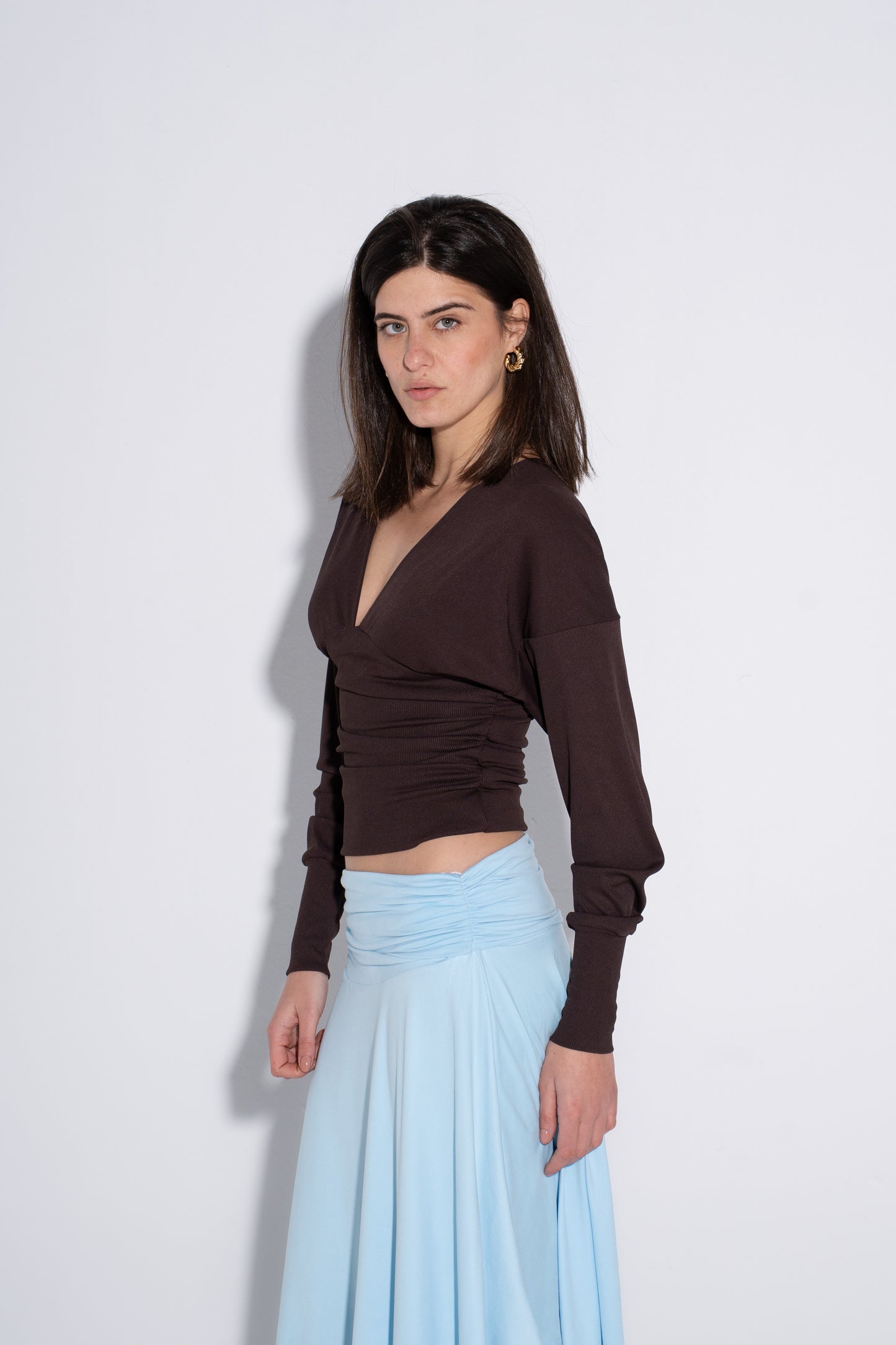 Nina Draped Top - Brown