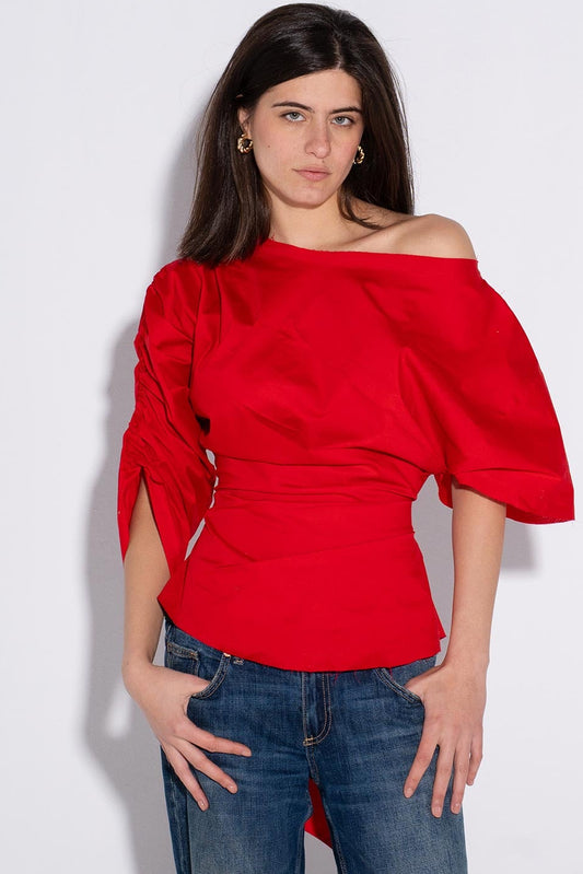 Scarlet One-Shoulder Top - Red