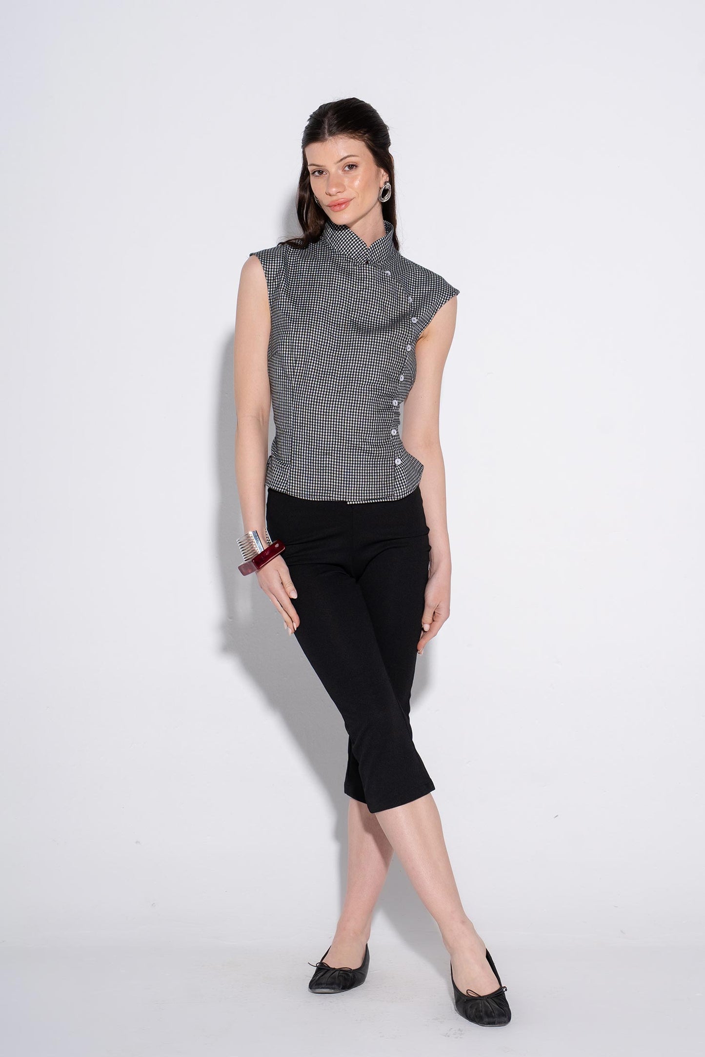 Sleeveless Chinese Top - Black