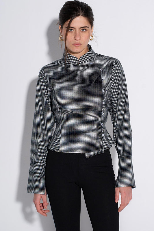 Full Sleeves Chinese Top - Black