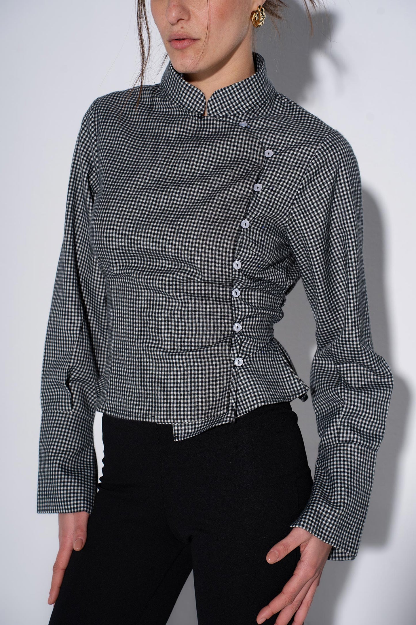 Full Sleeves Chinese Top - Black