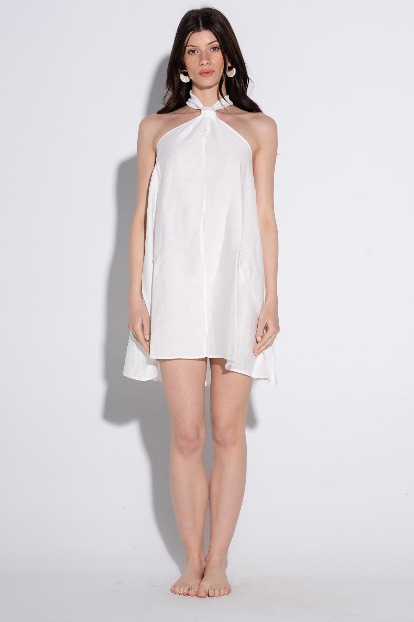 Aira Mini Linen Dress - White