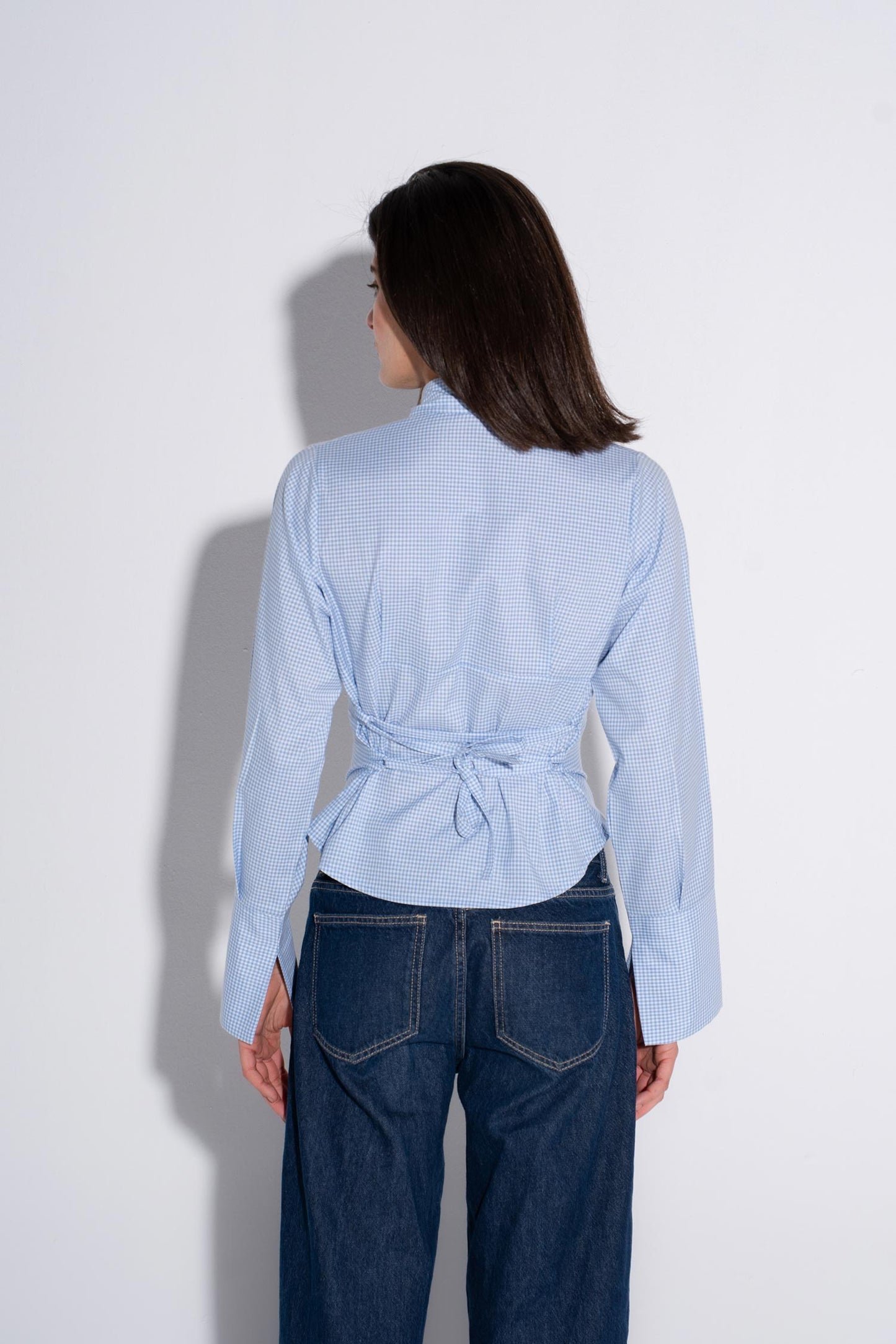 Micro-Check Button Shirt - Light Blue