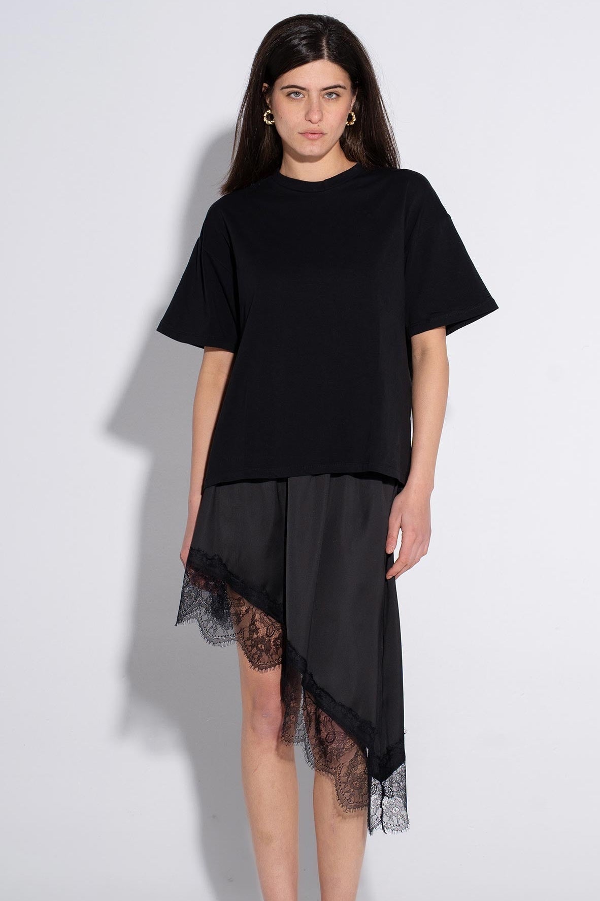 Lace Hem Skirt - Black