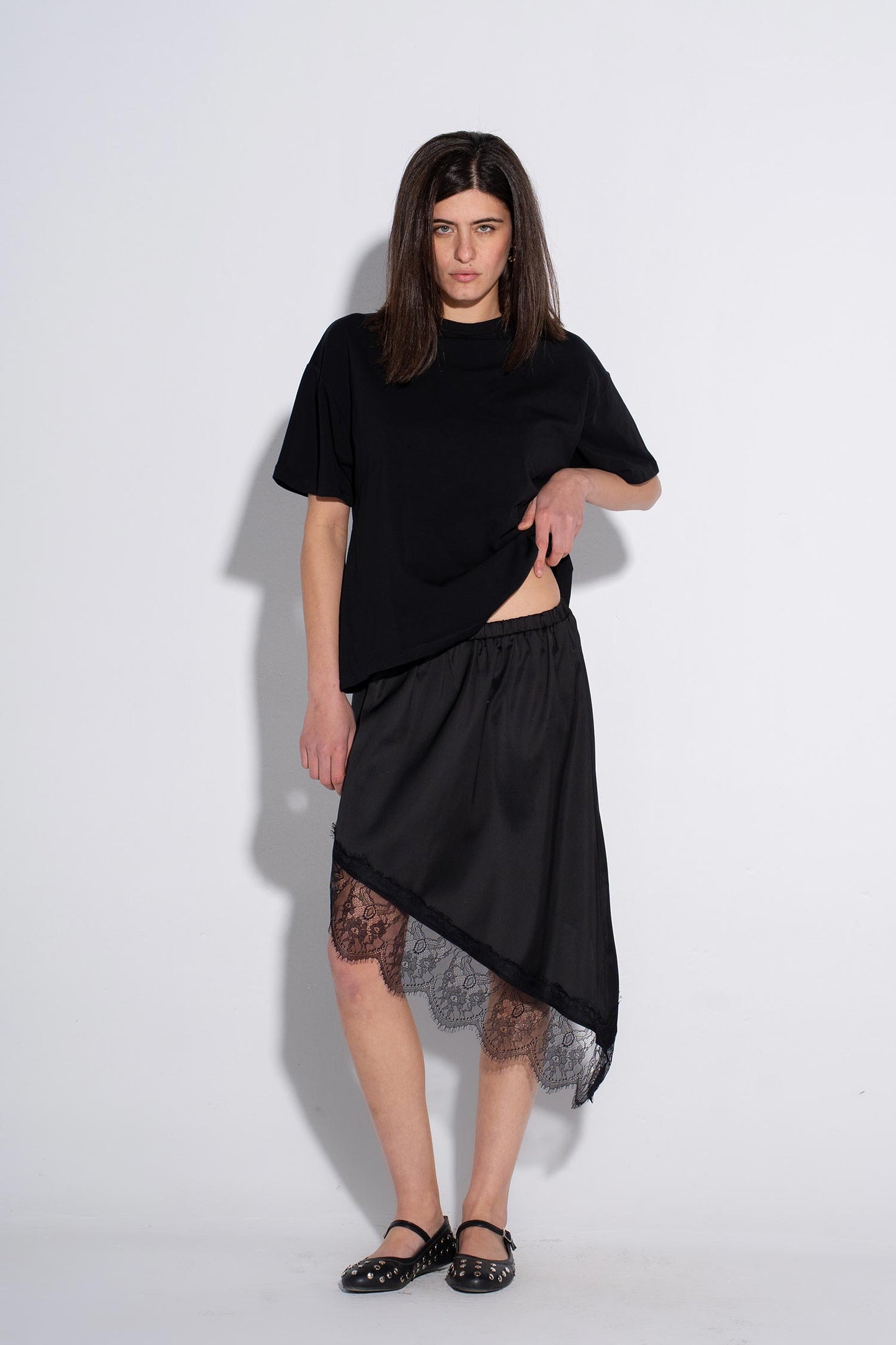 Lace Hem Skirt - Black