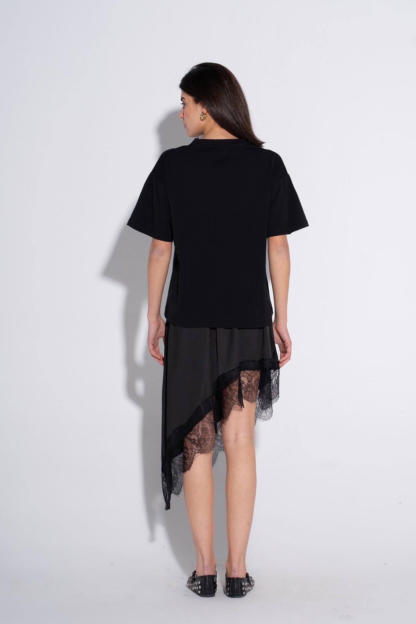 Lace Hem Skirt - Black