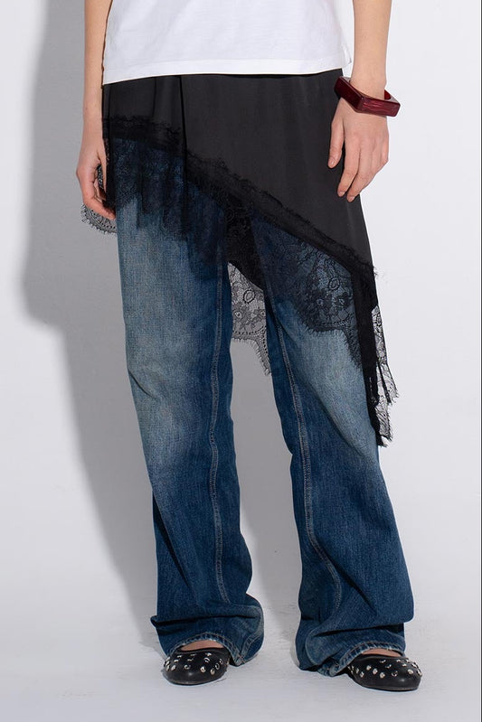 Lace Hem Skirt - Black