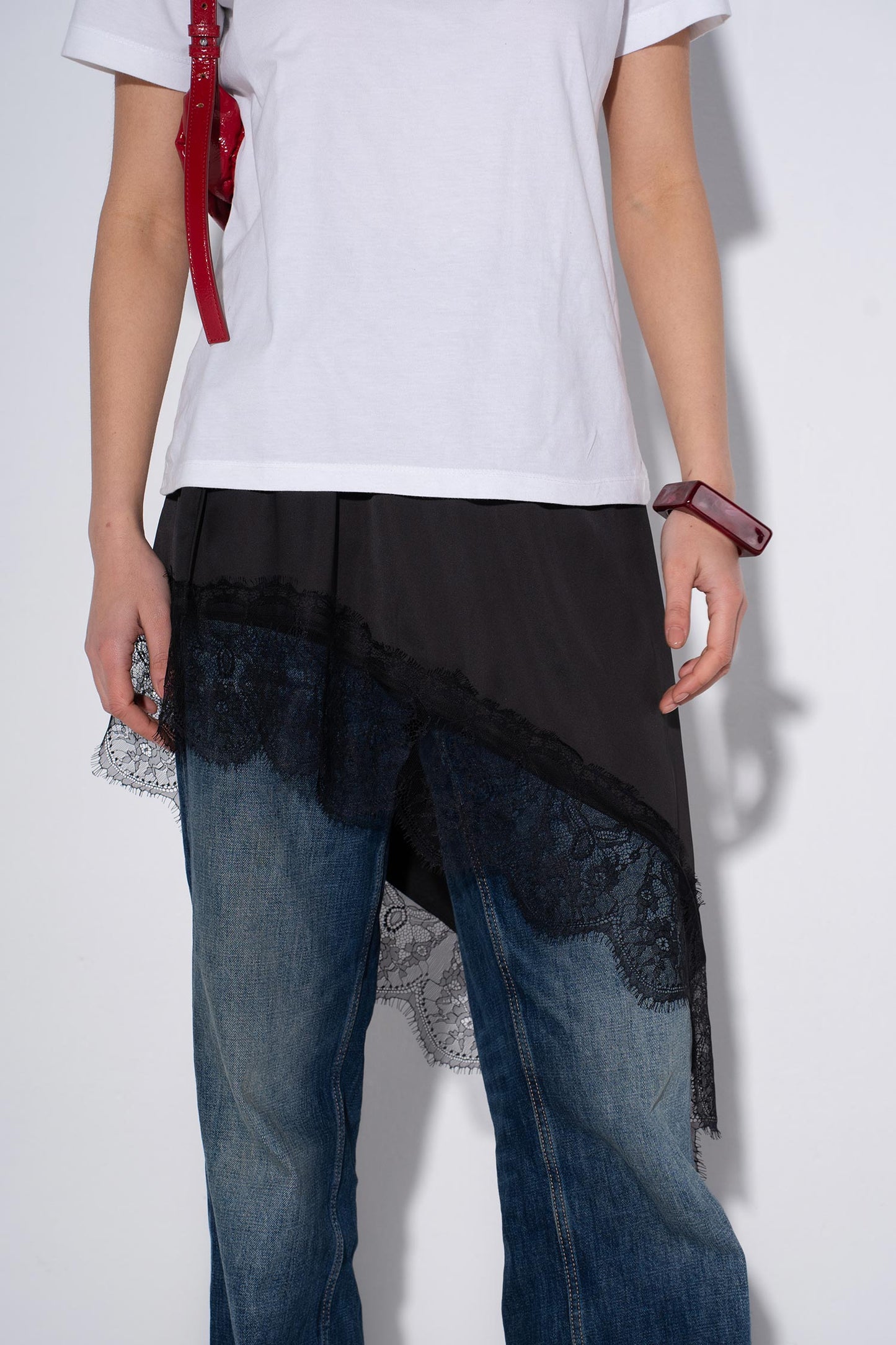 Lace Hem Skirt - Black
