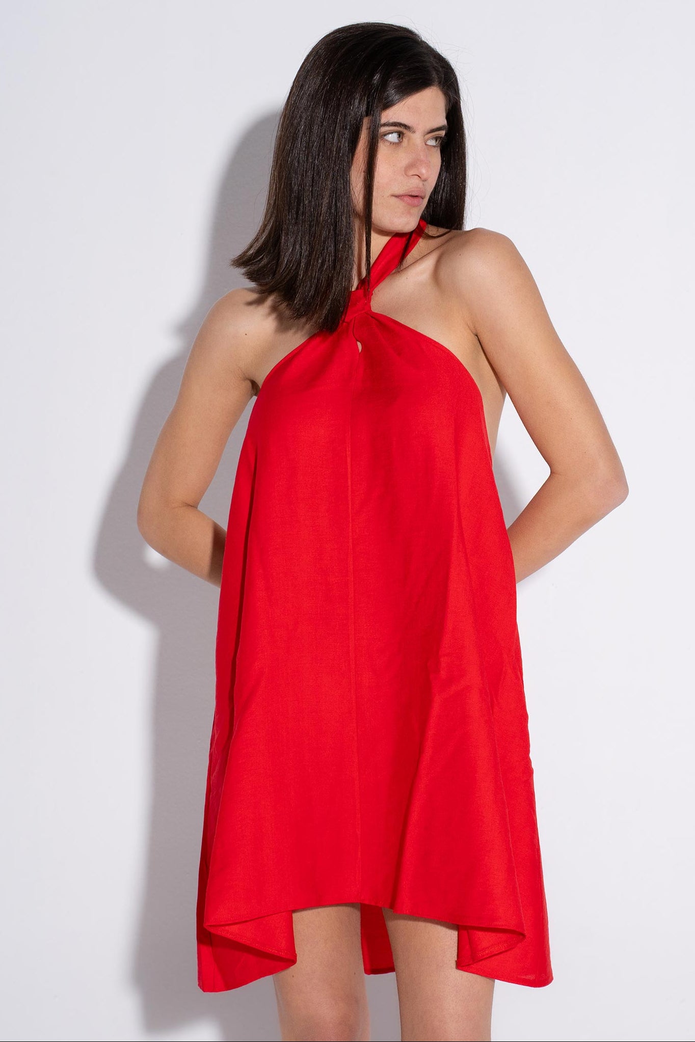 Aira Mini Linen Dress - Red
