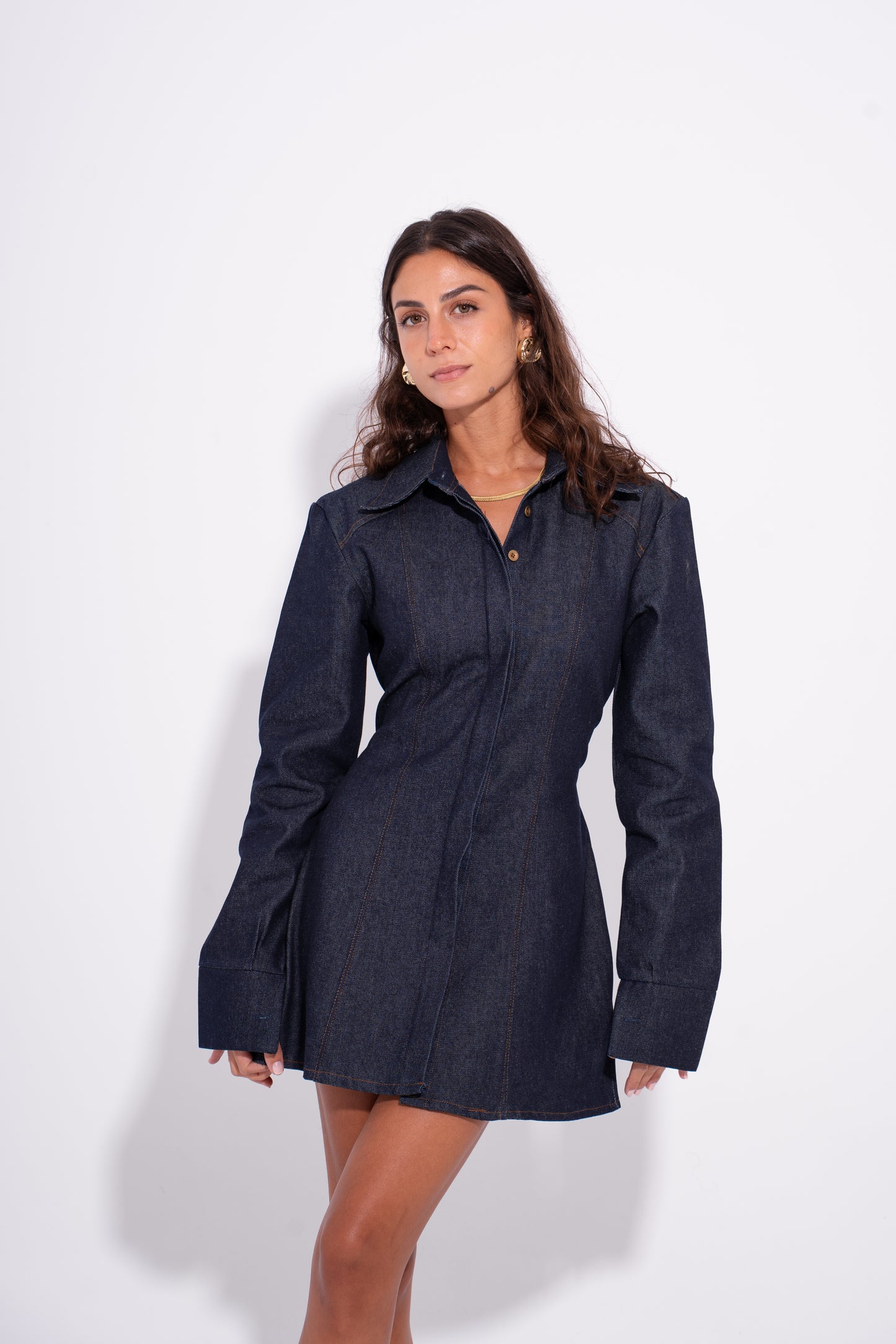 Raw Denim City Long Shirt - Navy