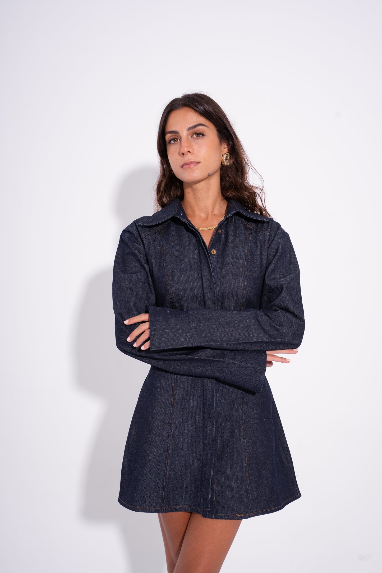 Raw Denim City Long Shirt - Navy