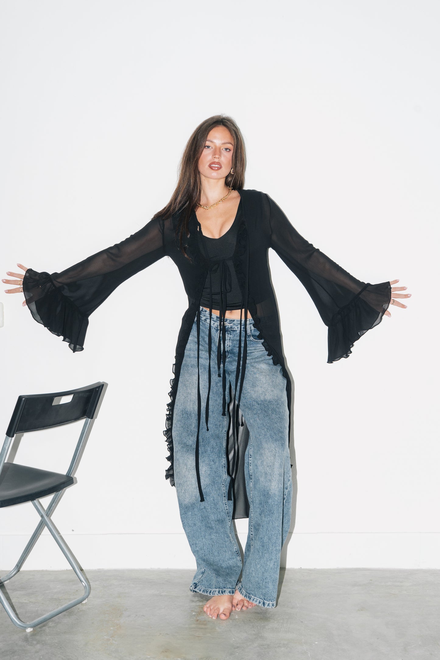 Wavelet Wrap Cardigan -Black