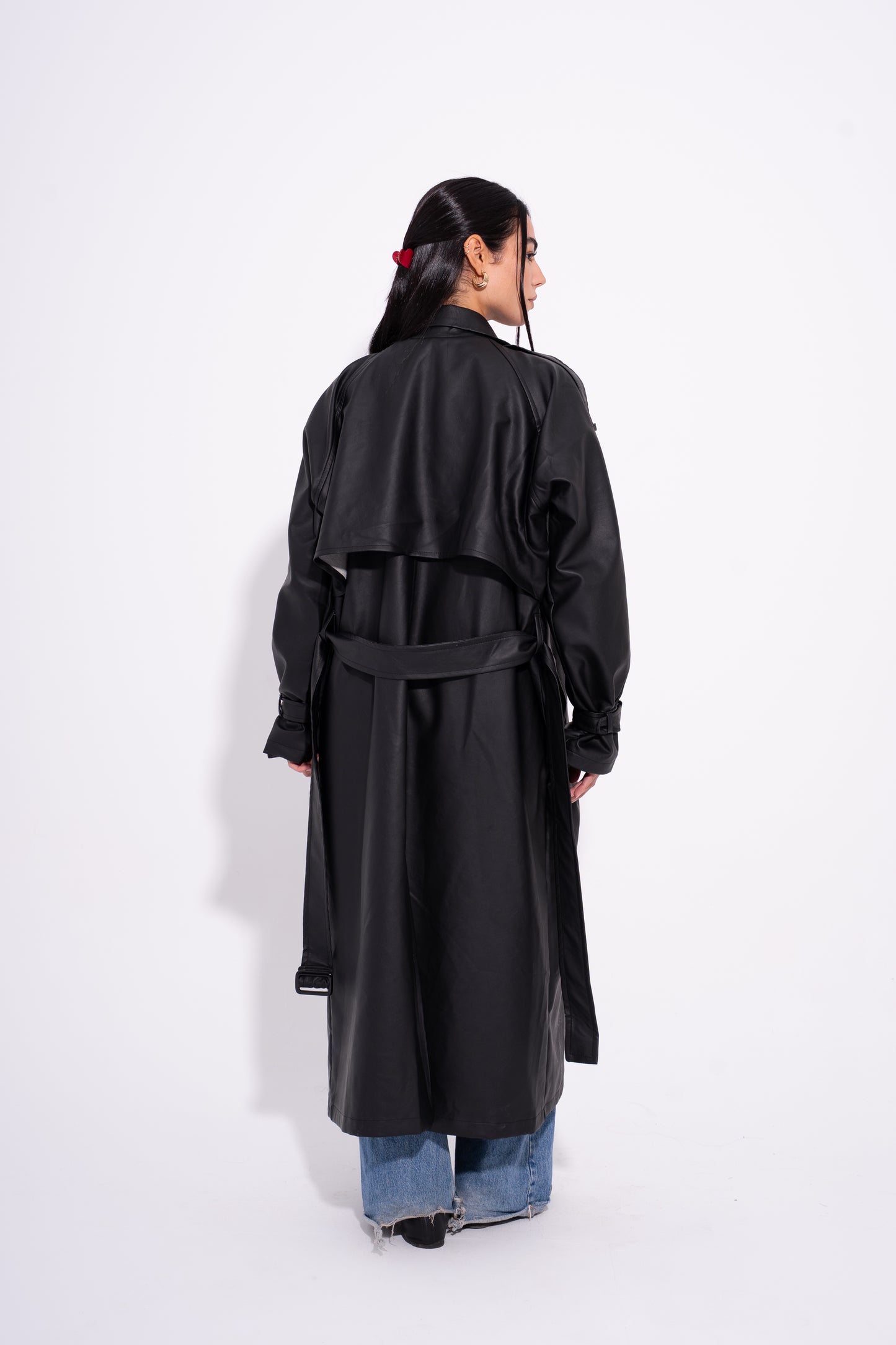 Posh Leather Trench - Black
