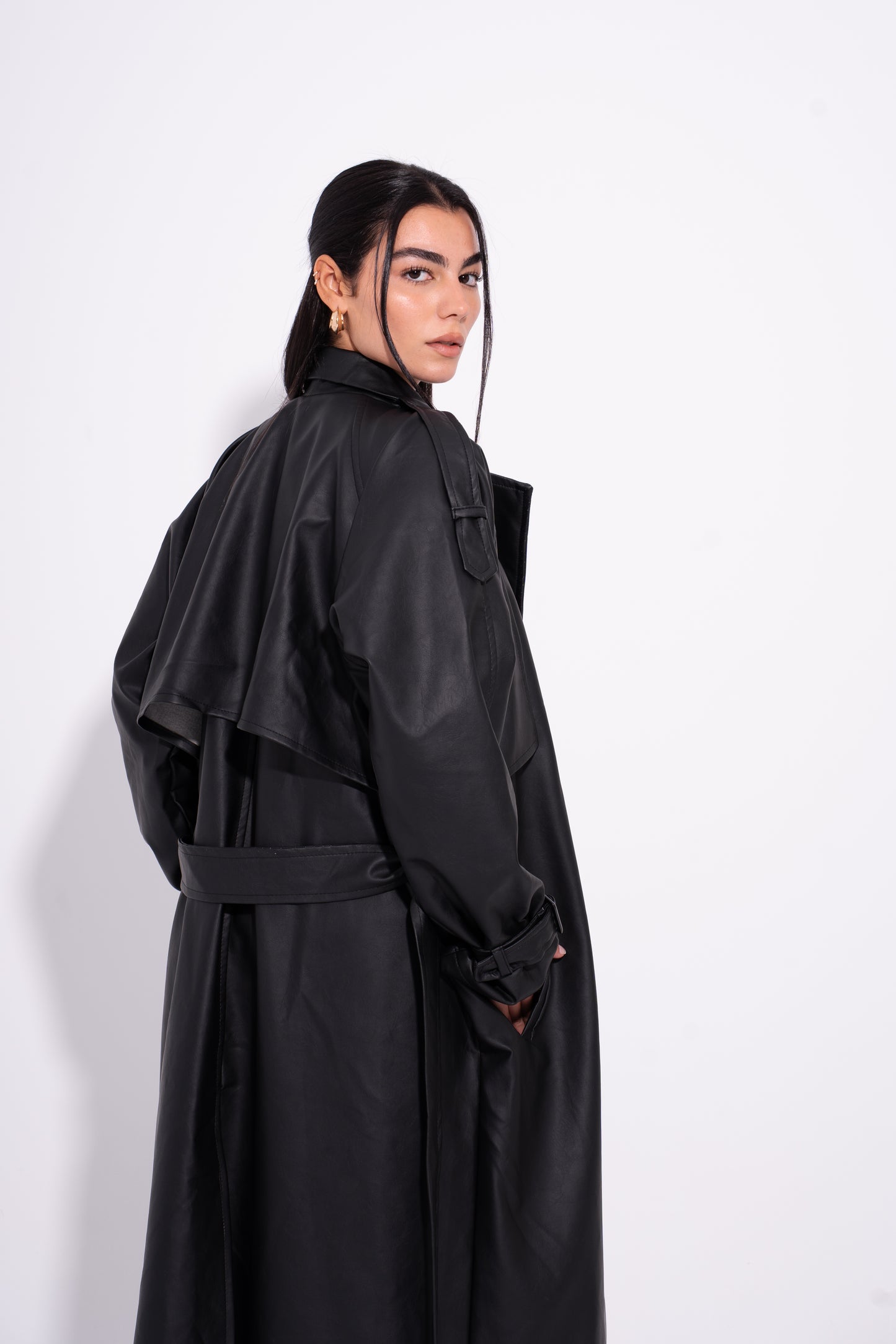 Posh Leather Trench - Black
