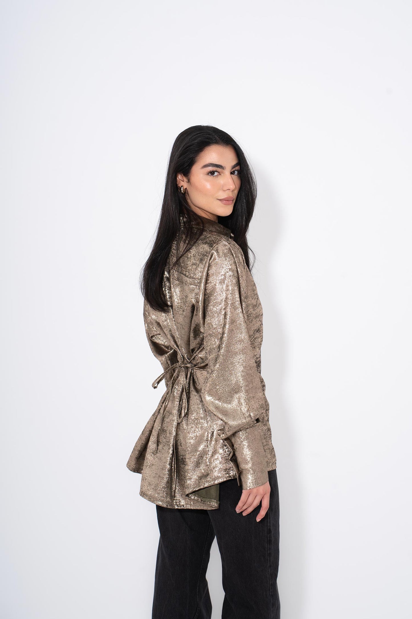 Metallic Shimmer Shirt - Gold