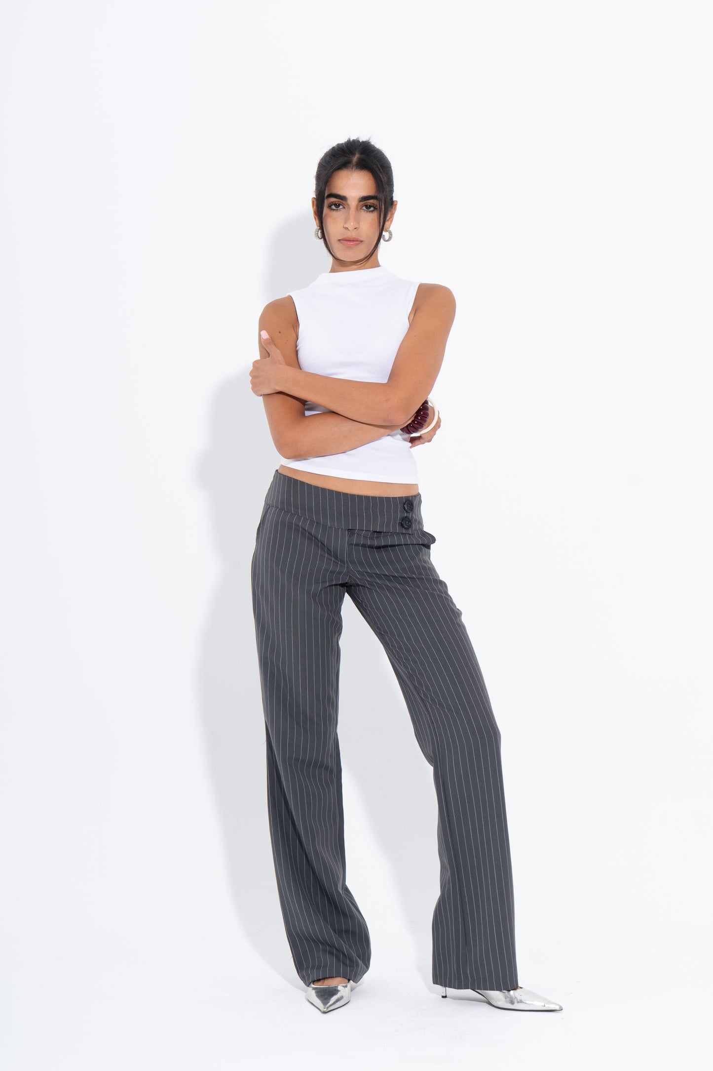 Low Rise Suit Pants - Grey