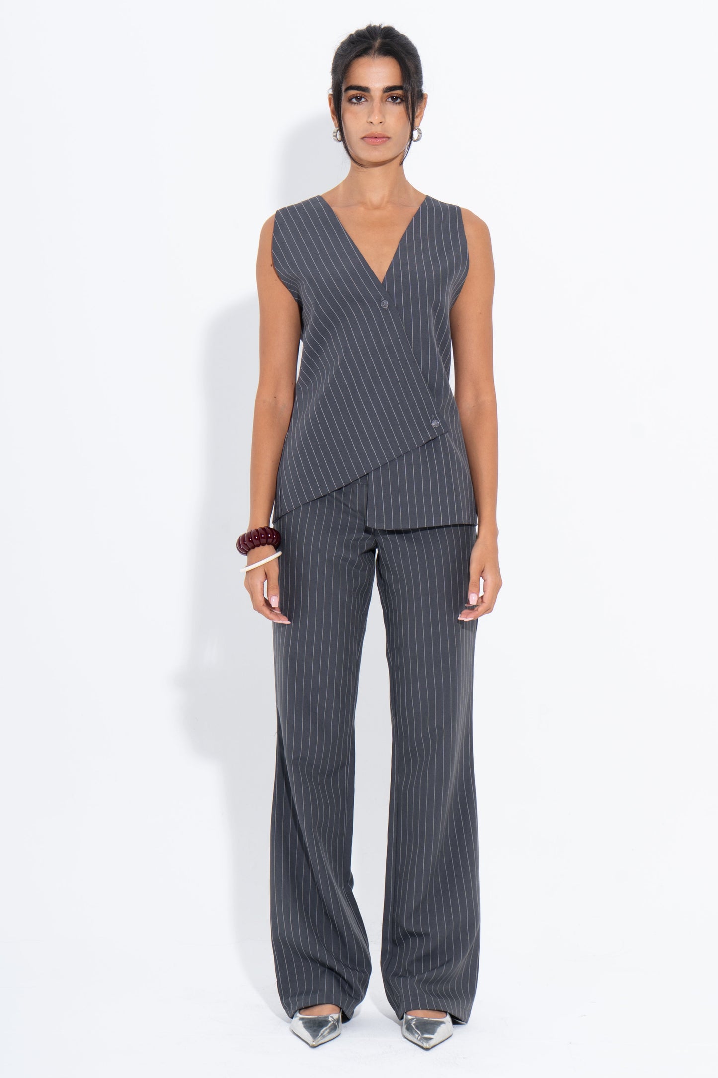 Pinstripe Matching Suit - Grey
