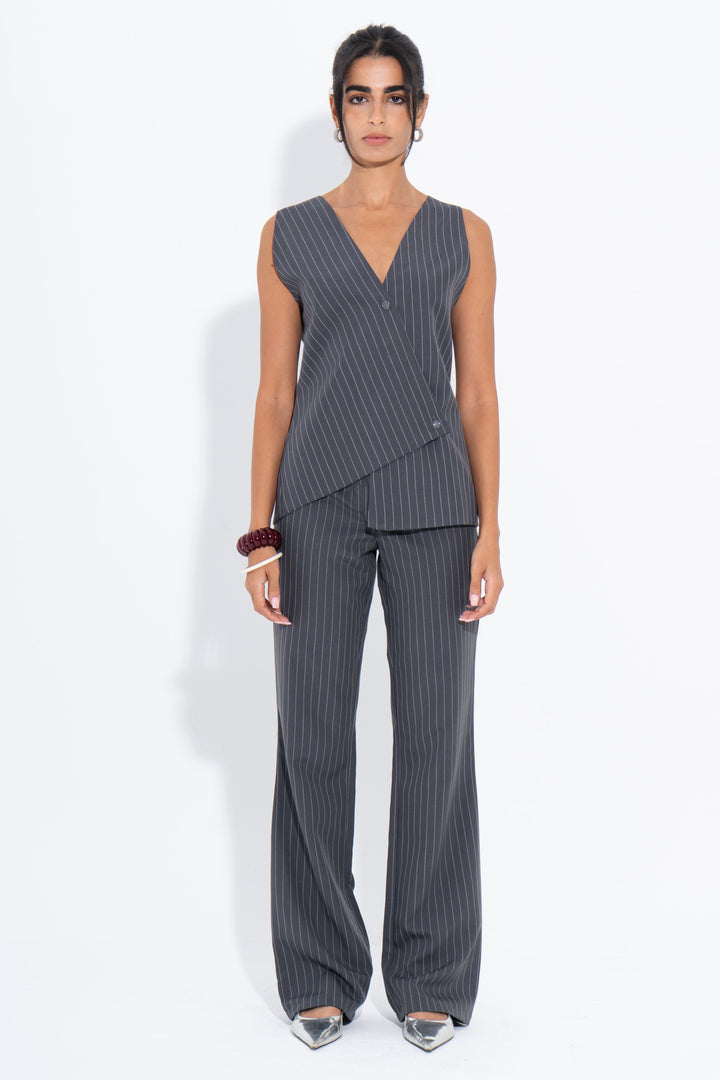 Pinstripe Matching Suit - Grey