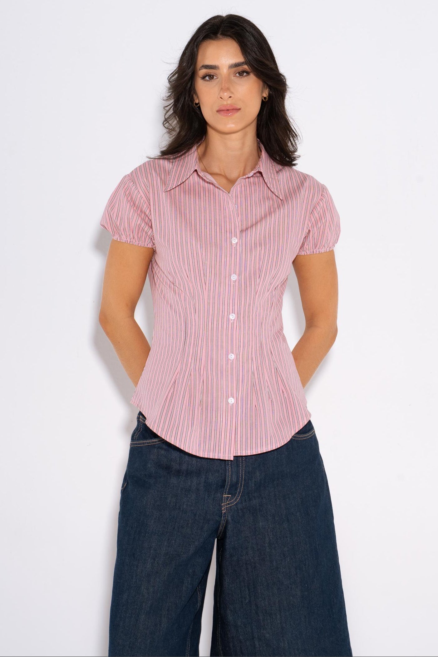 Dusty Rose Striped Shirt - Pink
