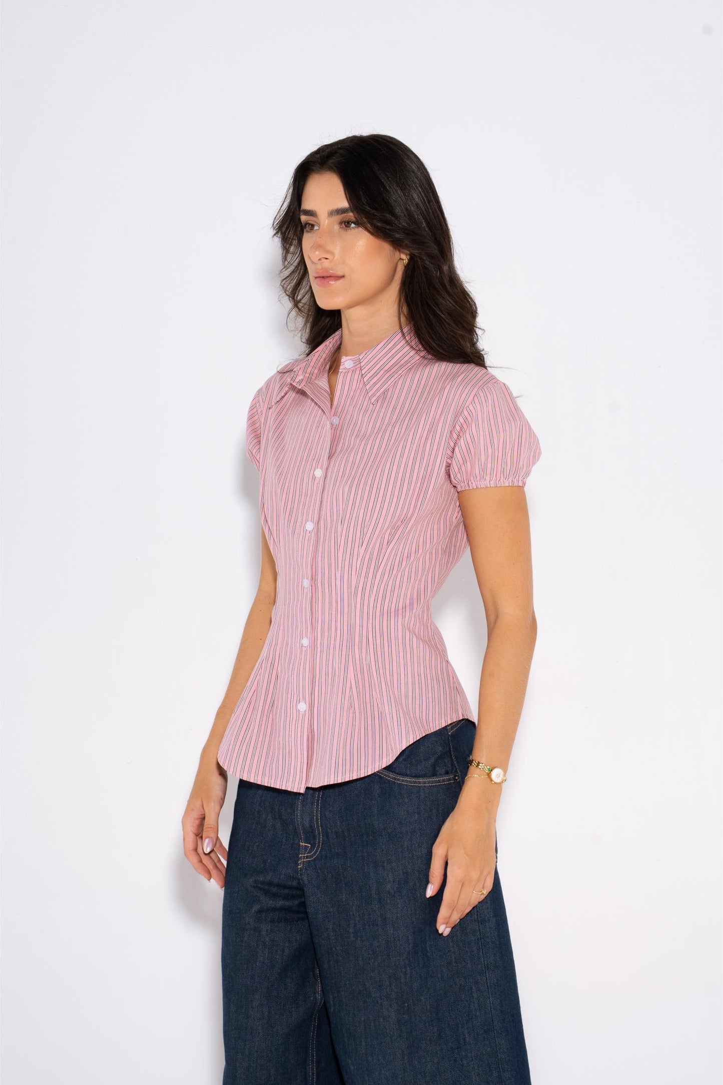 Dusty Rose Striped Shirt - Pink