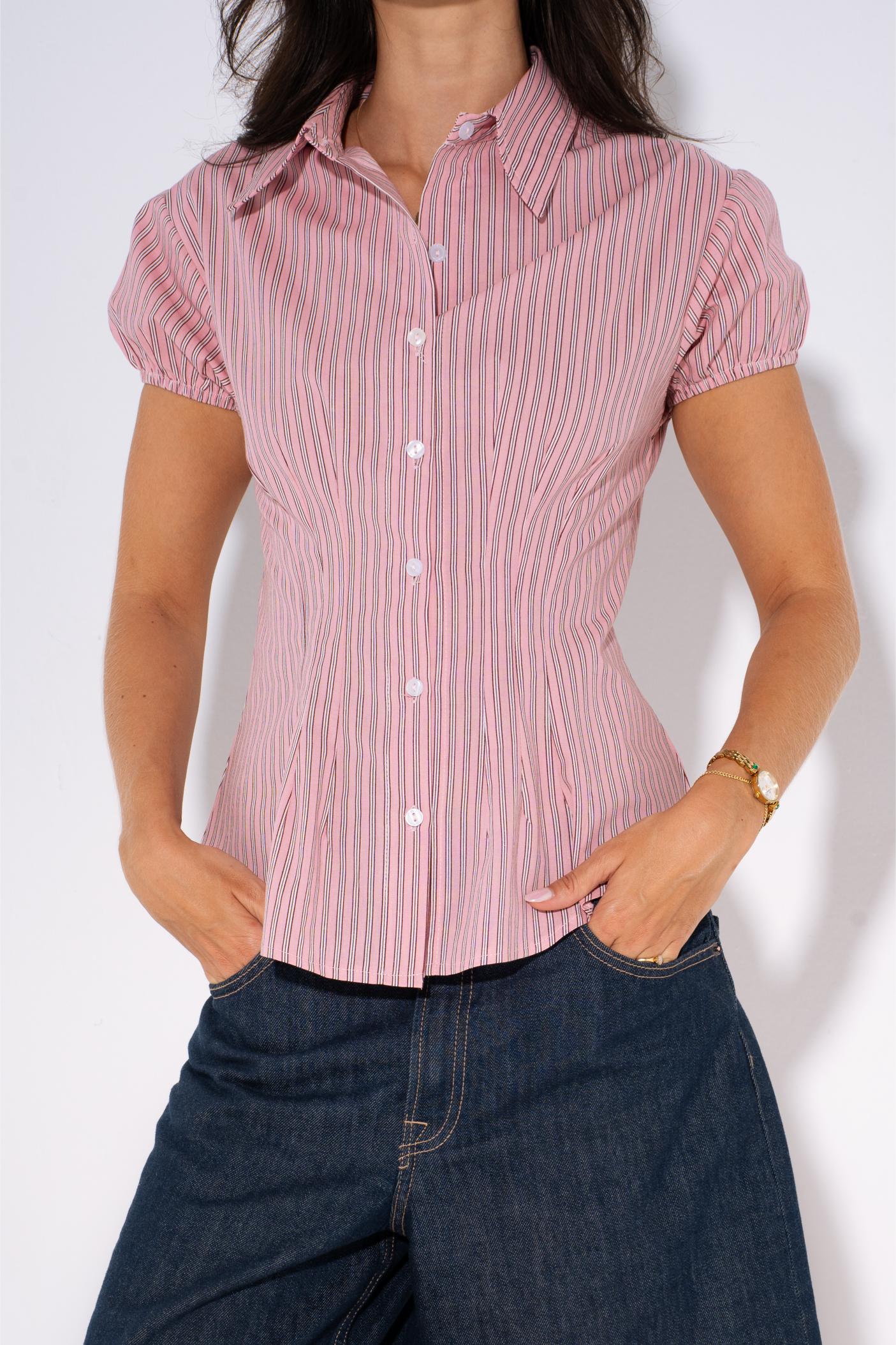 Dusty Rose Striped Shirt - Pink