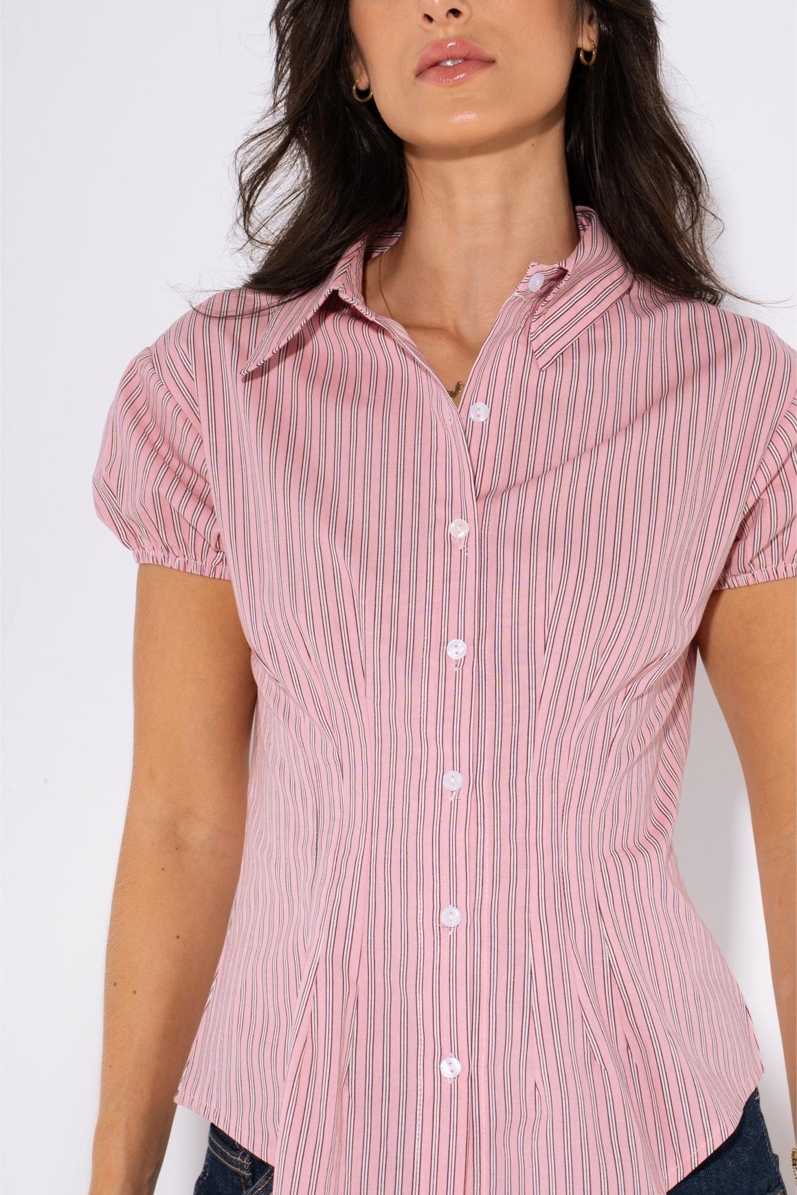 Dusty Rose Striped Shirt - Pink