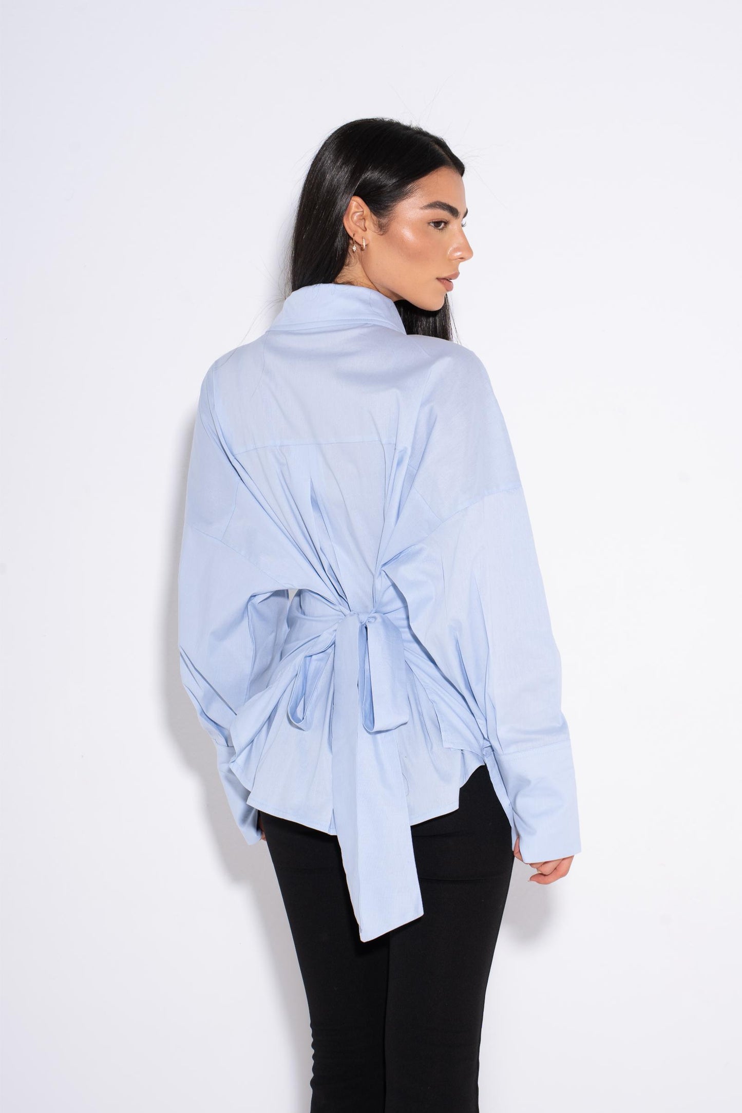 Colorful  Oversized Buttons Shirt - Light Blue