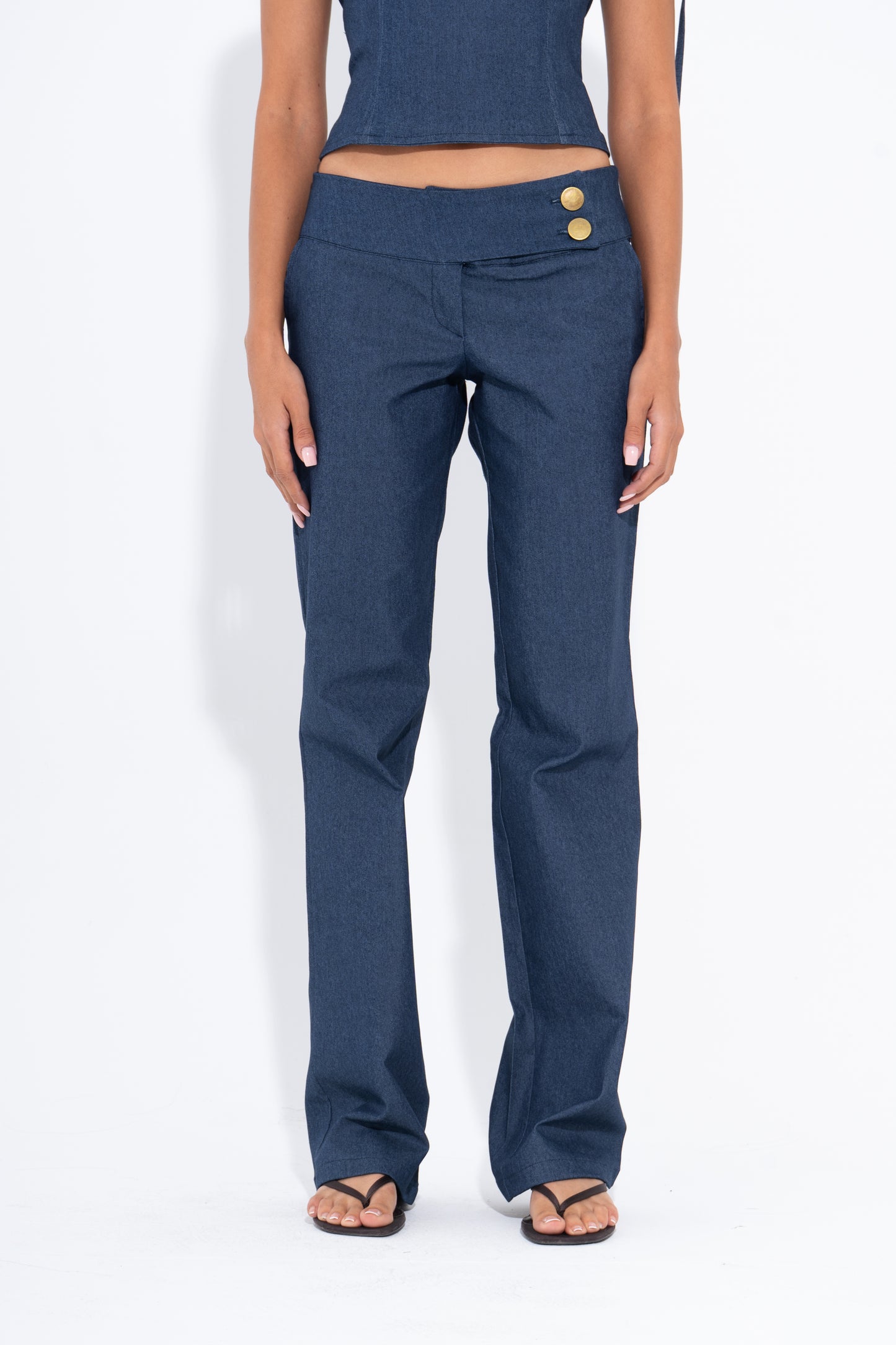 Low Rise Denim Pants - Blue