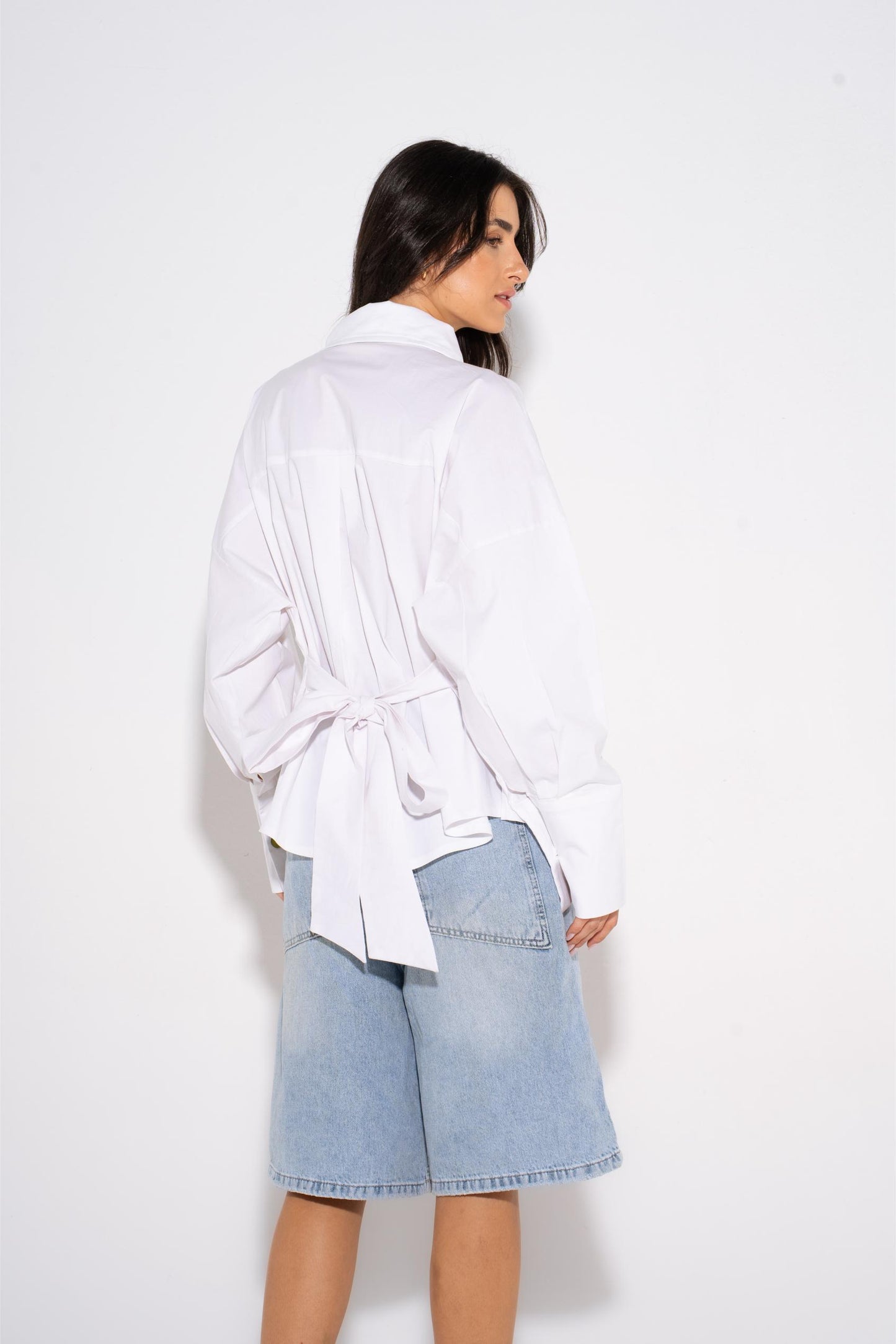 Colorful  Oversized Buttons Shirt - White