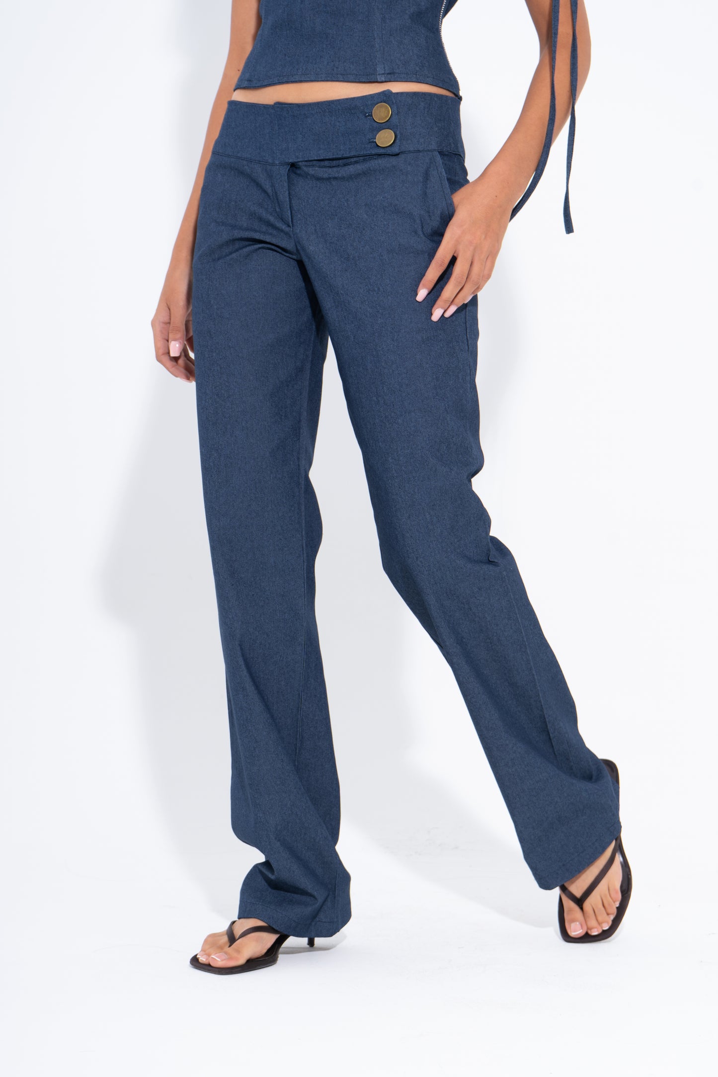 Low Rise Denim Pants - Blue