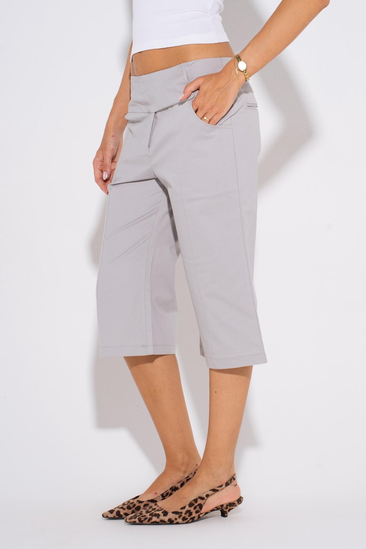 Baggy Waistband Jorts - Grey