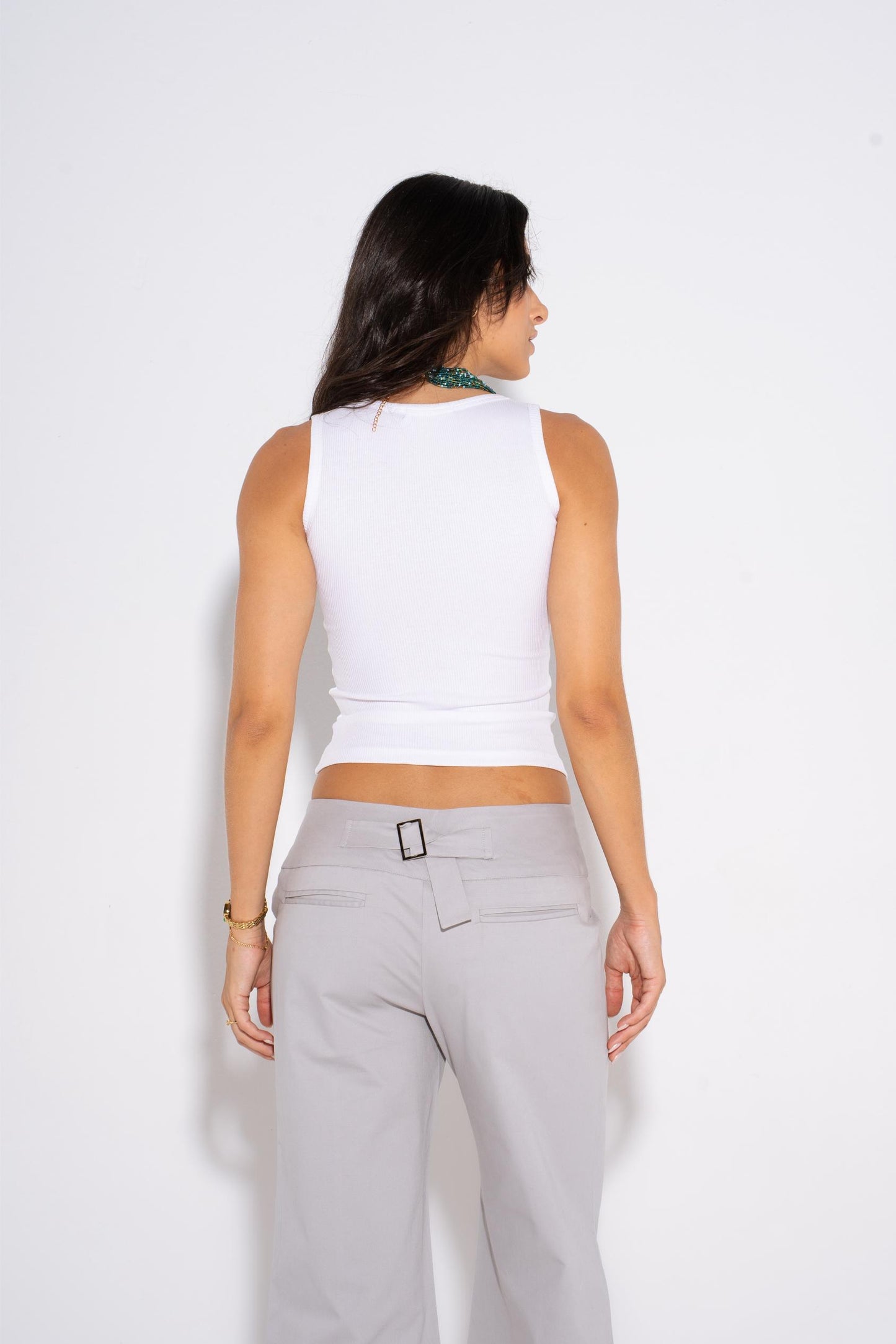 Basic Ribbed Tank Top - White